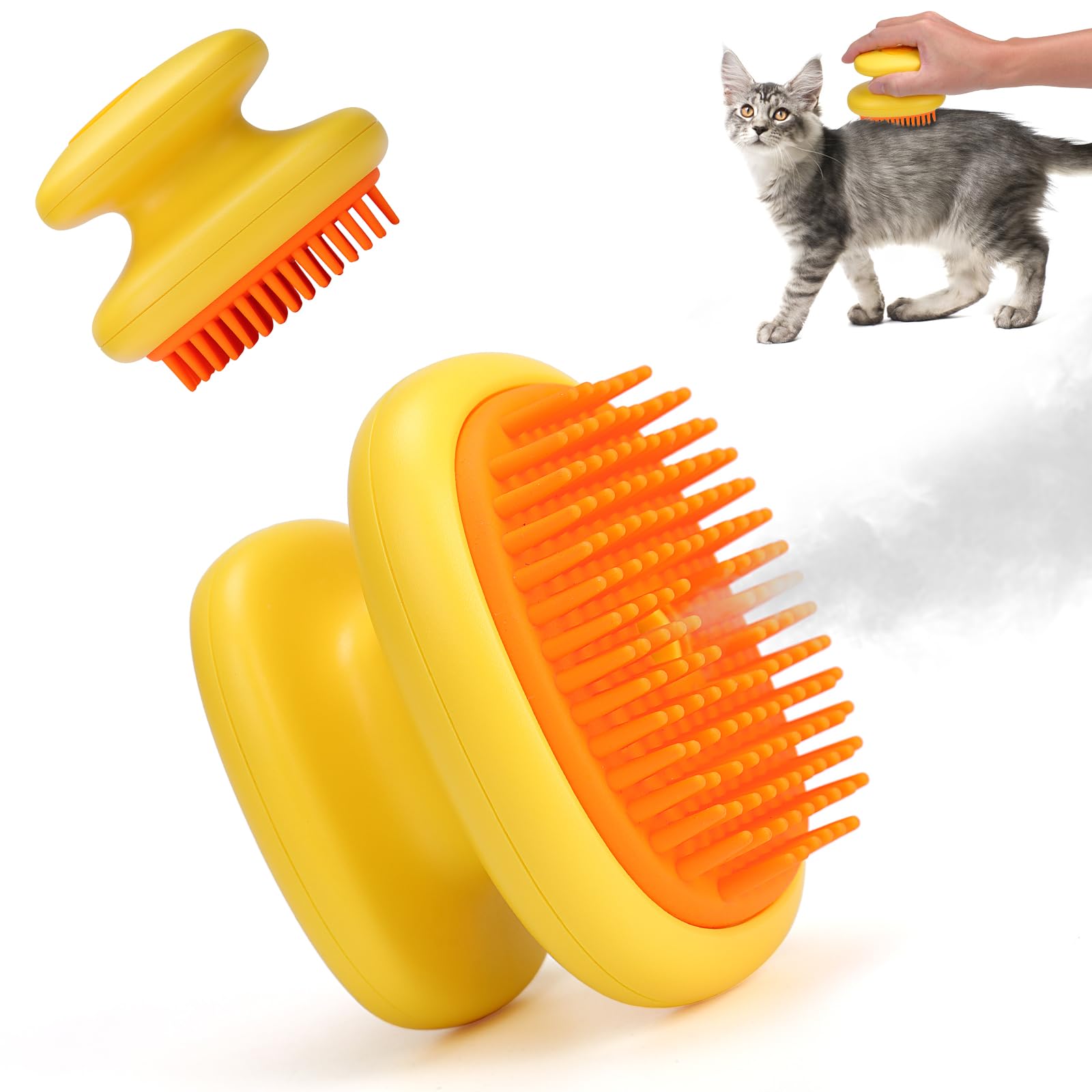 Cat Steam Brush, 3 In 1 Cat And Dog Grooming Brush For Shedding, Pet Hair Cleaning, Silicone Massage, Anti-Static Pet Spray Hair