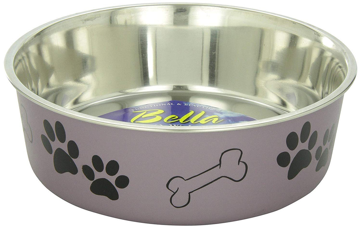 Loving Pets Bella Dog Bowls- Stainless Steel Dog & Cat Bowls - Spill Proof Dog Food Bowl, Puppy Essentials & Pet Supplies (X-Large 65-100Lbs, Grape)