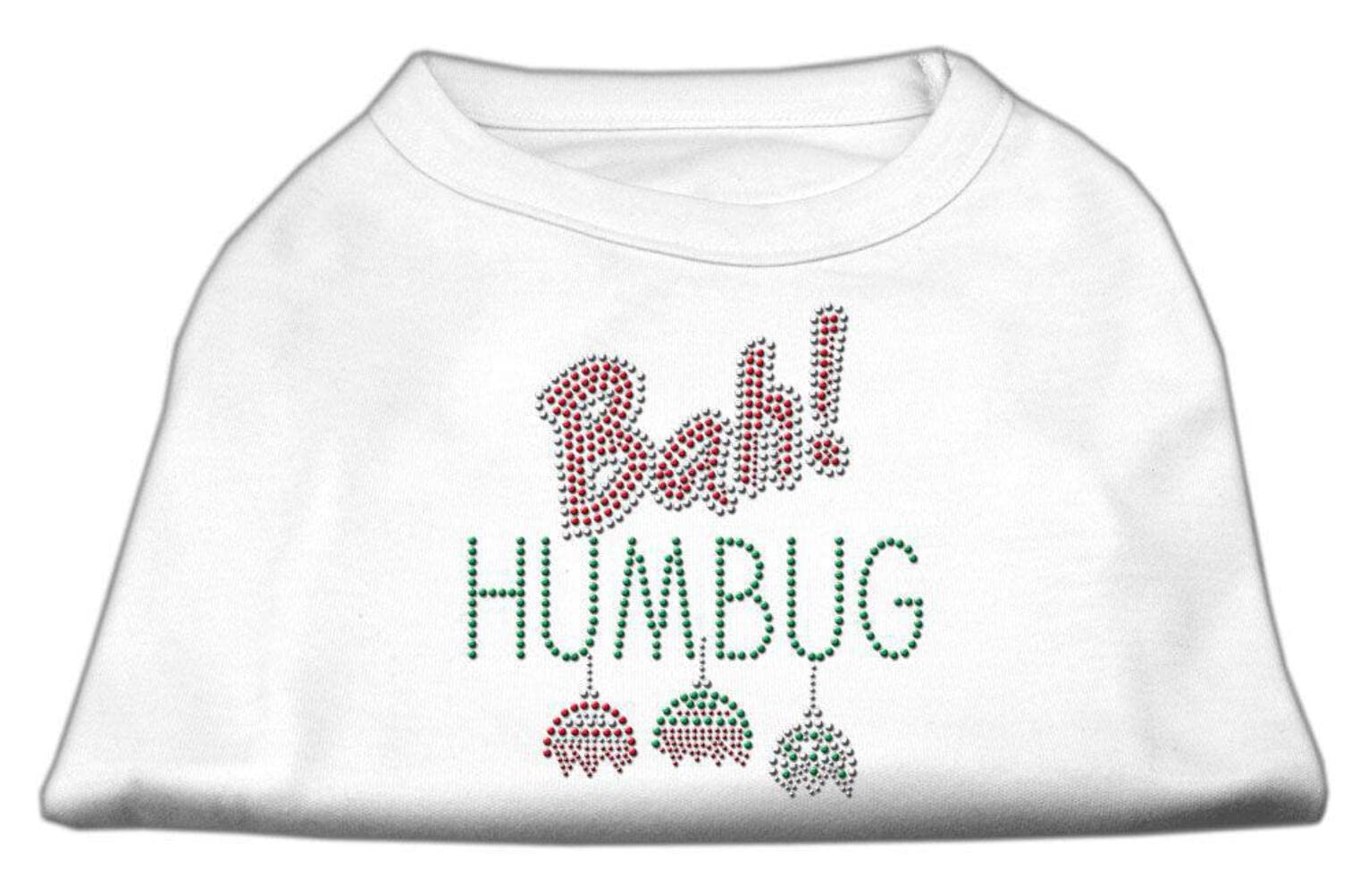 Christmas Pet Dog & Cat Shirt Rhinestone, 'Bah Humbug' White 2Xl (20-25 Lbs.)