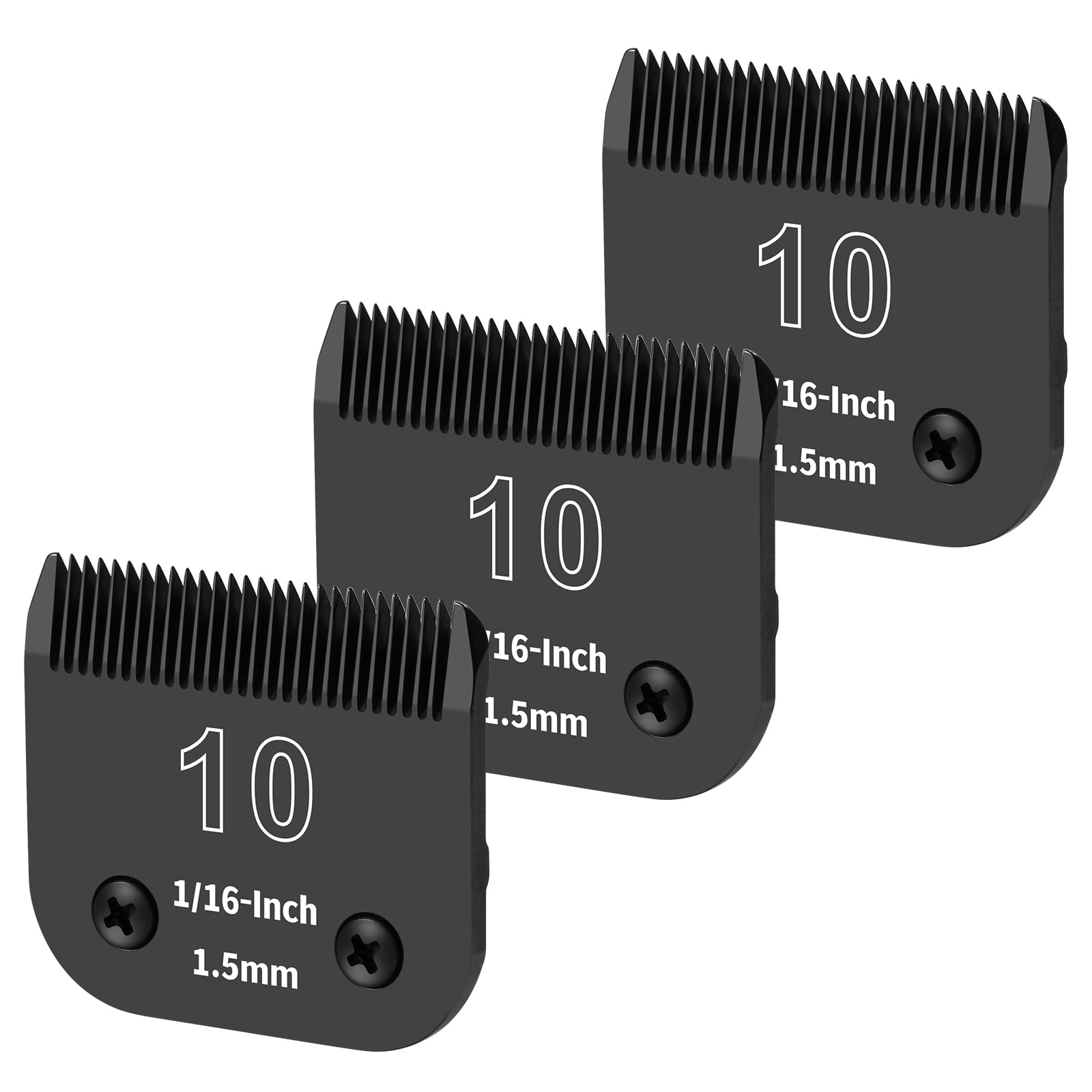 Yaziyir 3 Pack 10# Detachable Dog Grooming Steel Blades,Compatible With Andis,Oster A5,Wahl Km-10 Series,Cut Length 1/16-Inch 1.