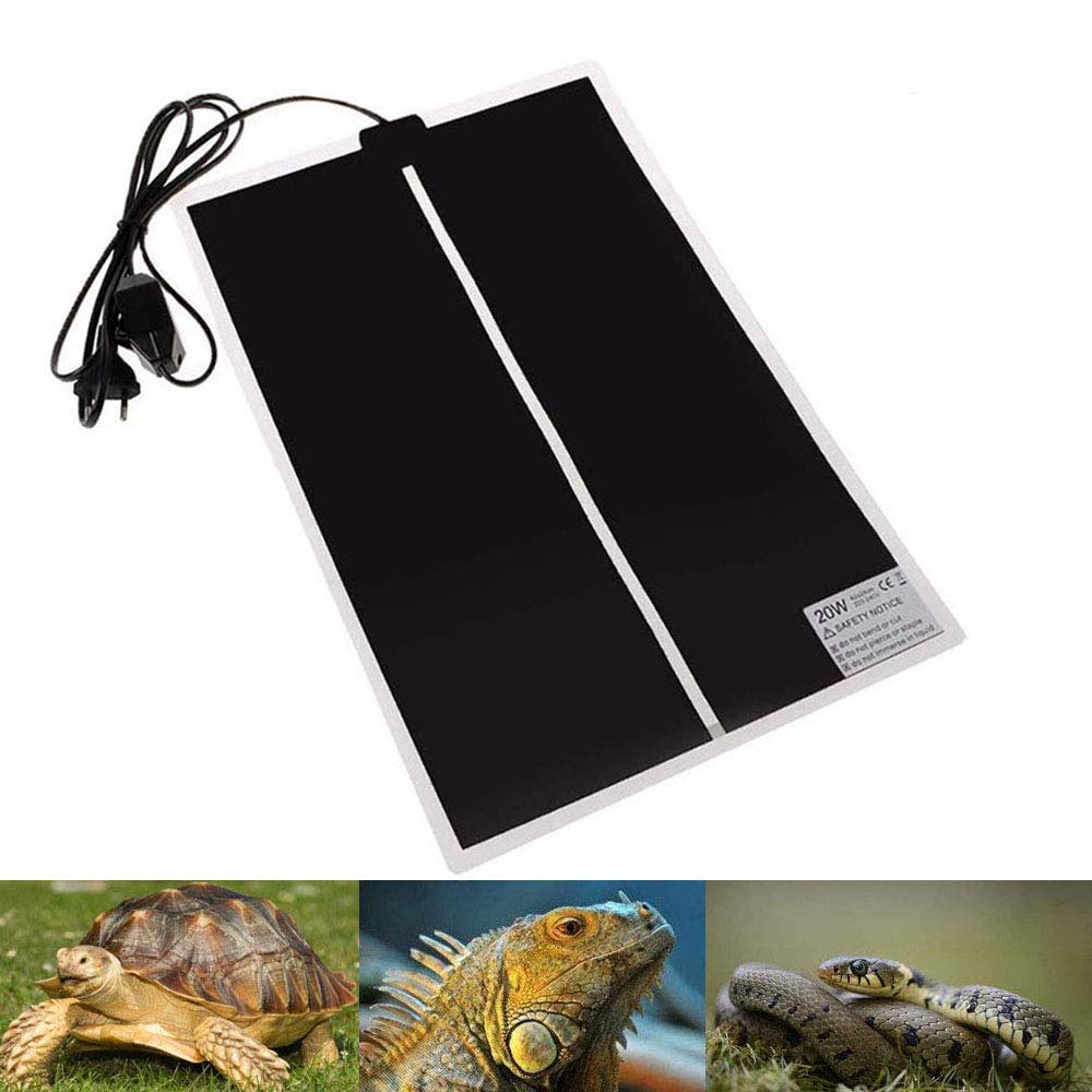 Pesandy Reptile Heating Pad With Temperature Adjustment, 110V Non-Adhesive Heat Mat For Reptiles Tortoise Snakes Lizard Gecko Hermit Crab Turtle Amphibians - 20W Removable Under Tank Heat Pad