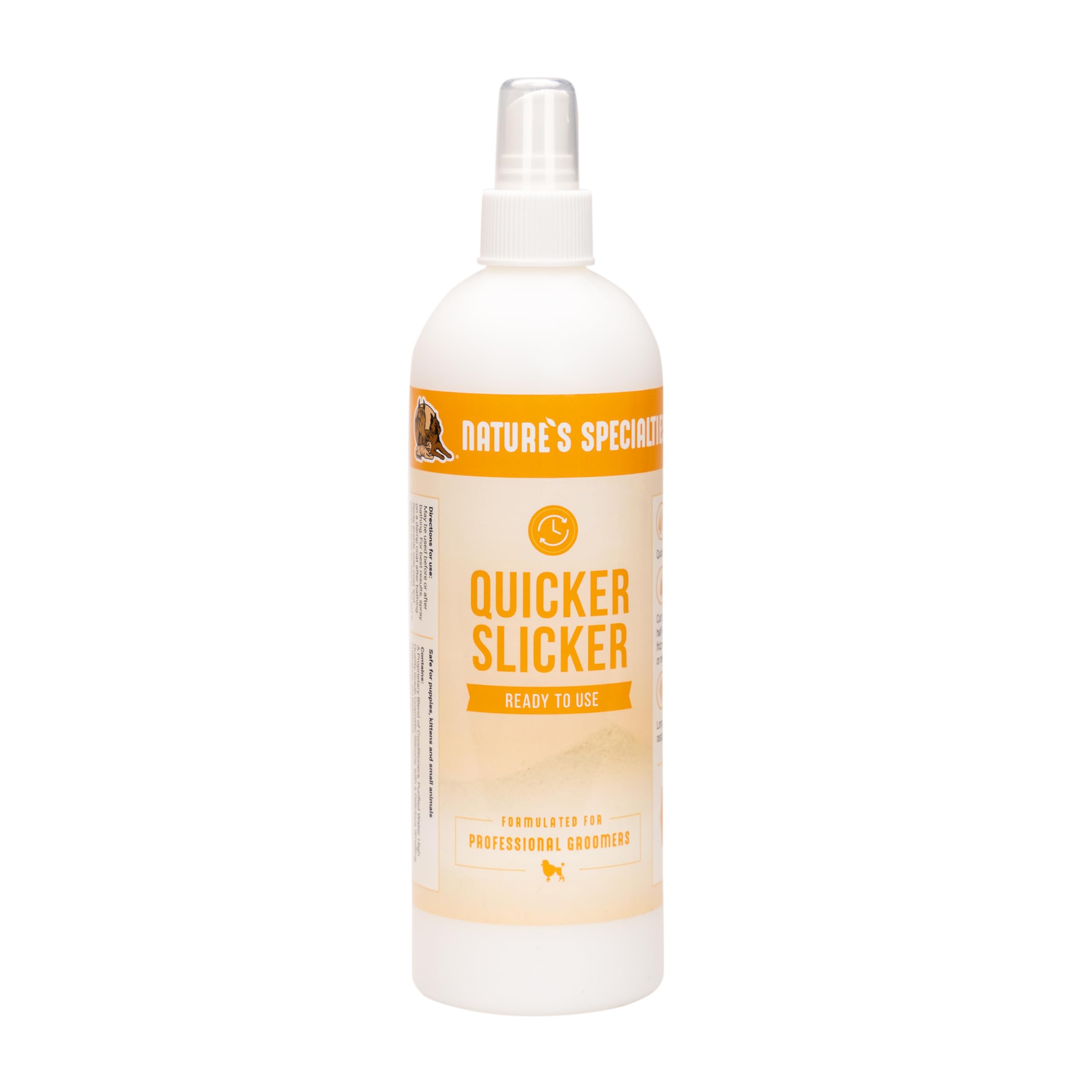 Nature'S Specialties Quicker Slicker Ready To Use Detangling And Conditioning Spray, Natural Choice For Professional Groomers, Helps Restore Moisture, Made In Usa, 16 Oz