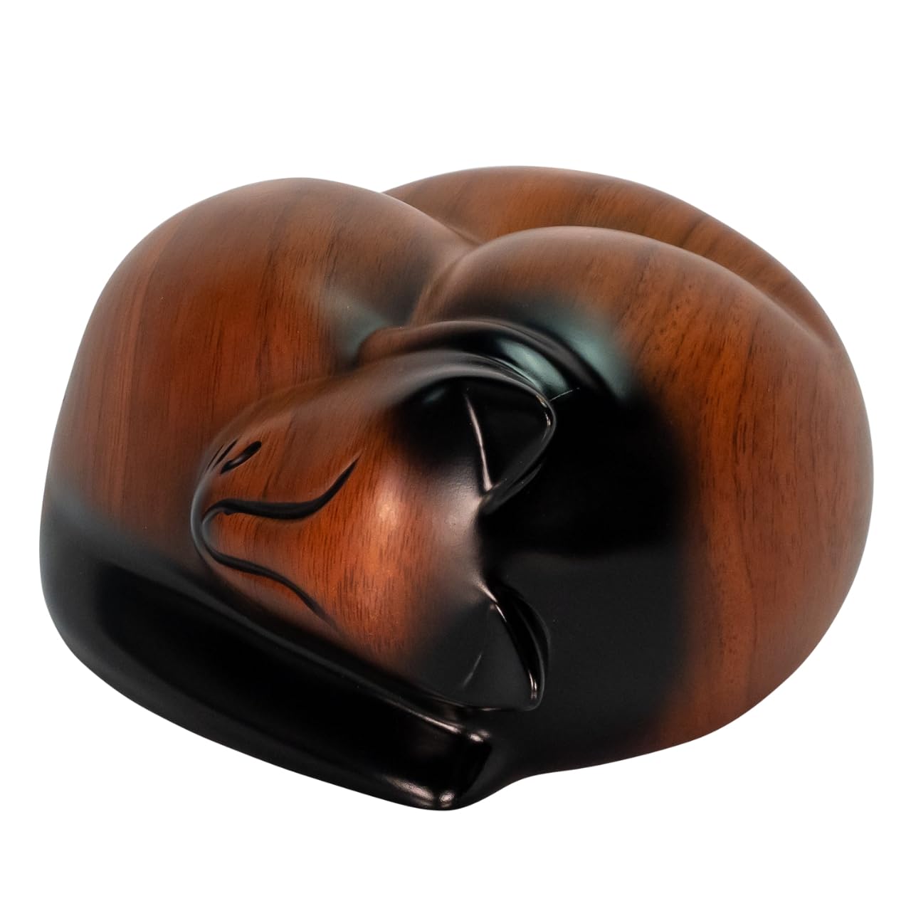Sleeping Cat Pet Urn, Cremation Urn For Feline Ashes, Brown Cats, Kitty Urn, Medium Sized Pets Memorial, 3.75 Inches High