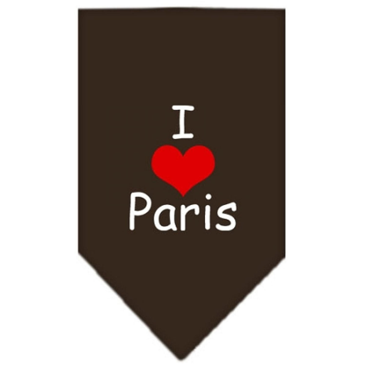 Pet and Dog Bandana Screen Printed, &quot;I Love Paris&quot; Cocoa Large