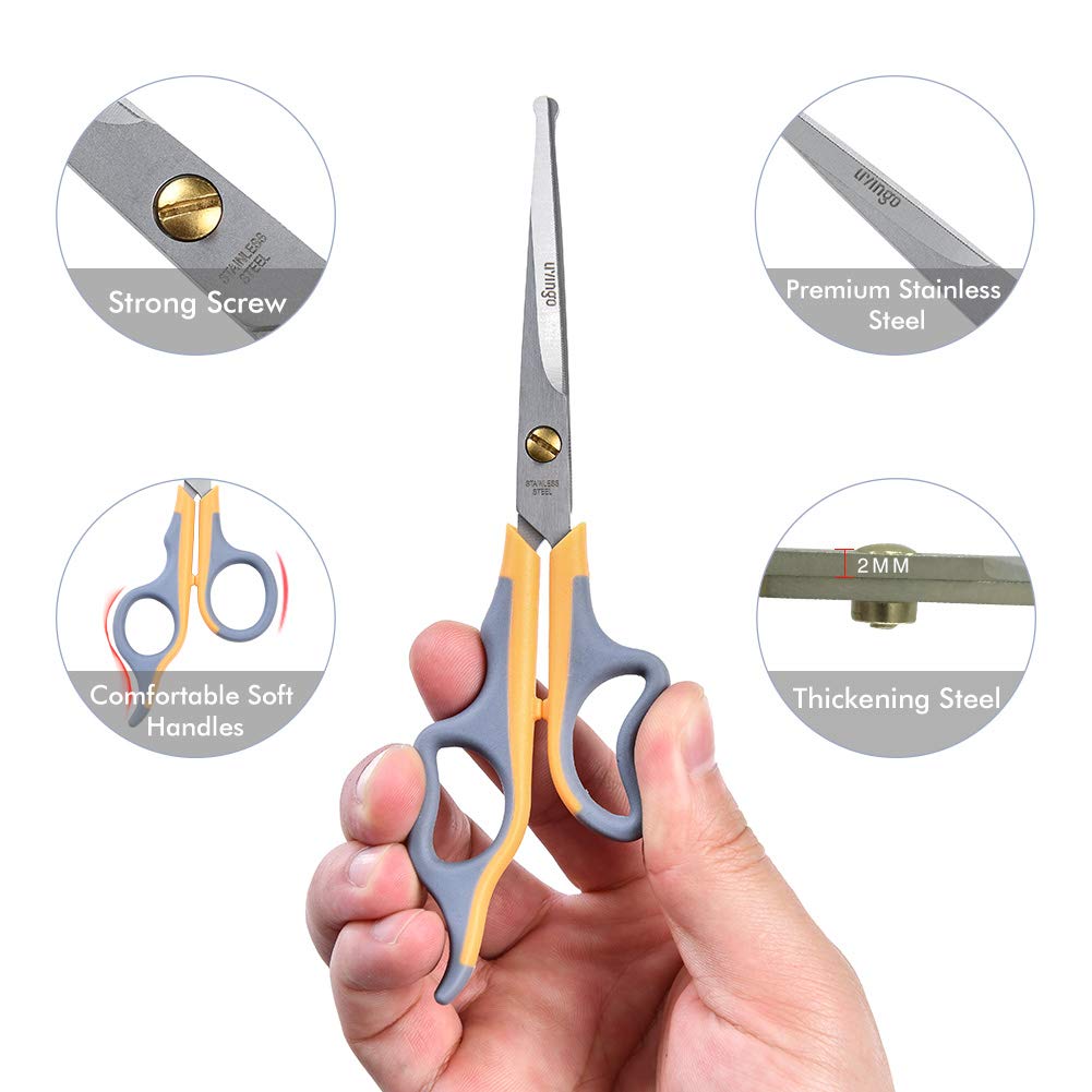 Livingo Professional Pet Grooming Scissors For Cats & Dogs, Titanium Coated Safe Rounded Tip And Micro Serrated Trimming Shears For Animal Face, Nose, Ear And Paw Hair, 2 Pack 6.5 Inch