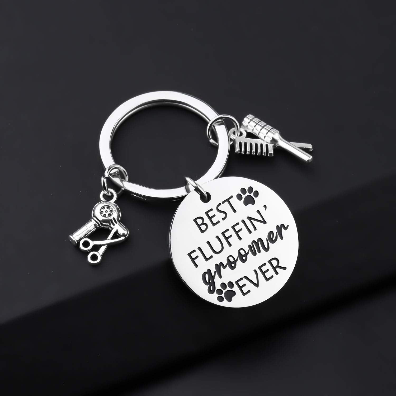 Penqi Dog Groomer Jewelry Dog Groomer Gift Dog Grooming Jewelry Pet Groomer Gift Best Fluffin' Groomer Ever Keychain (Best Fluffin' Groomer Ever Keychain)