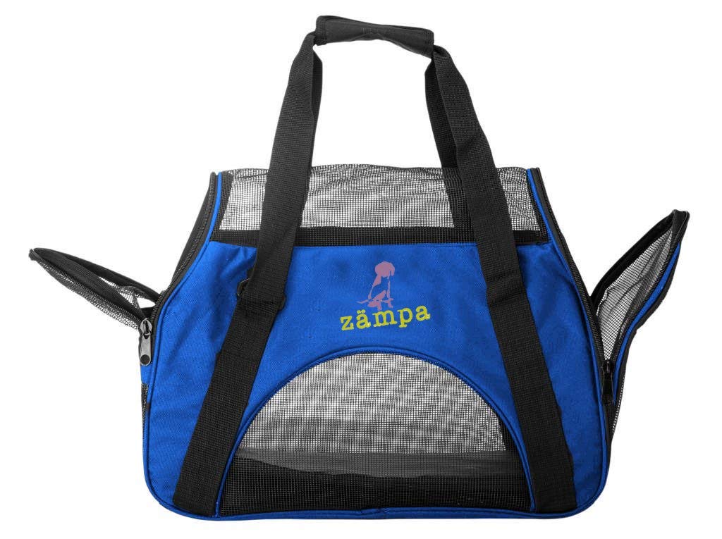 Airline Approved Soft Sided Pet Carrier by Zampa, Low Profile Travel Tote, Removable pad, Premium Zippers & Under Seat Compatibi