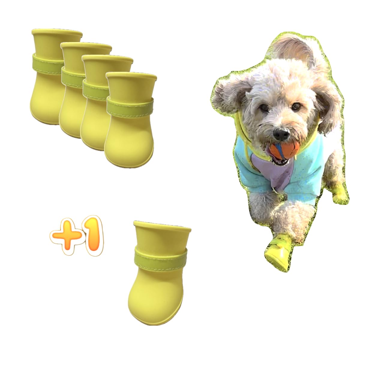Ultra Soft Waterproof & Dirt-Resistant Yellow Dog Boots By Quality Life Hack (Plus One Free) - Size Small