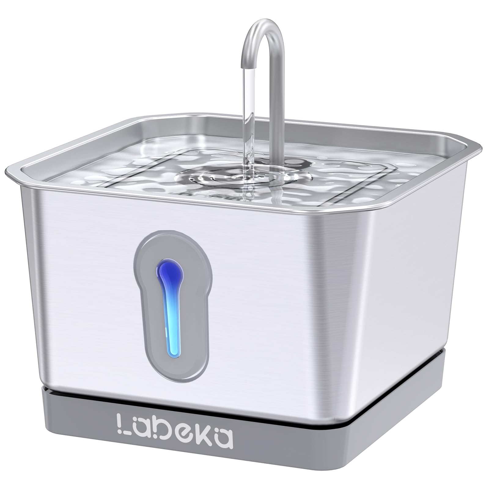 LABEKA Stainless Steel Cat Water Fountain 135oz/4L:Battery Operated Wireless Cat Fountains for Drinking Indoor, Automatic Pet Wa