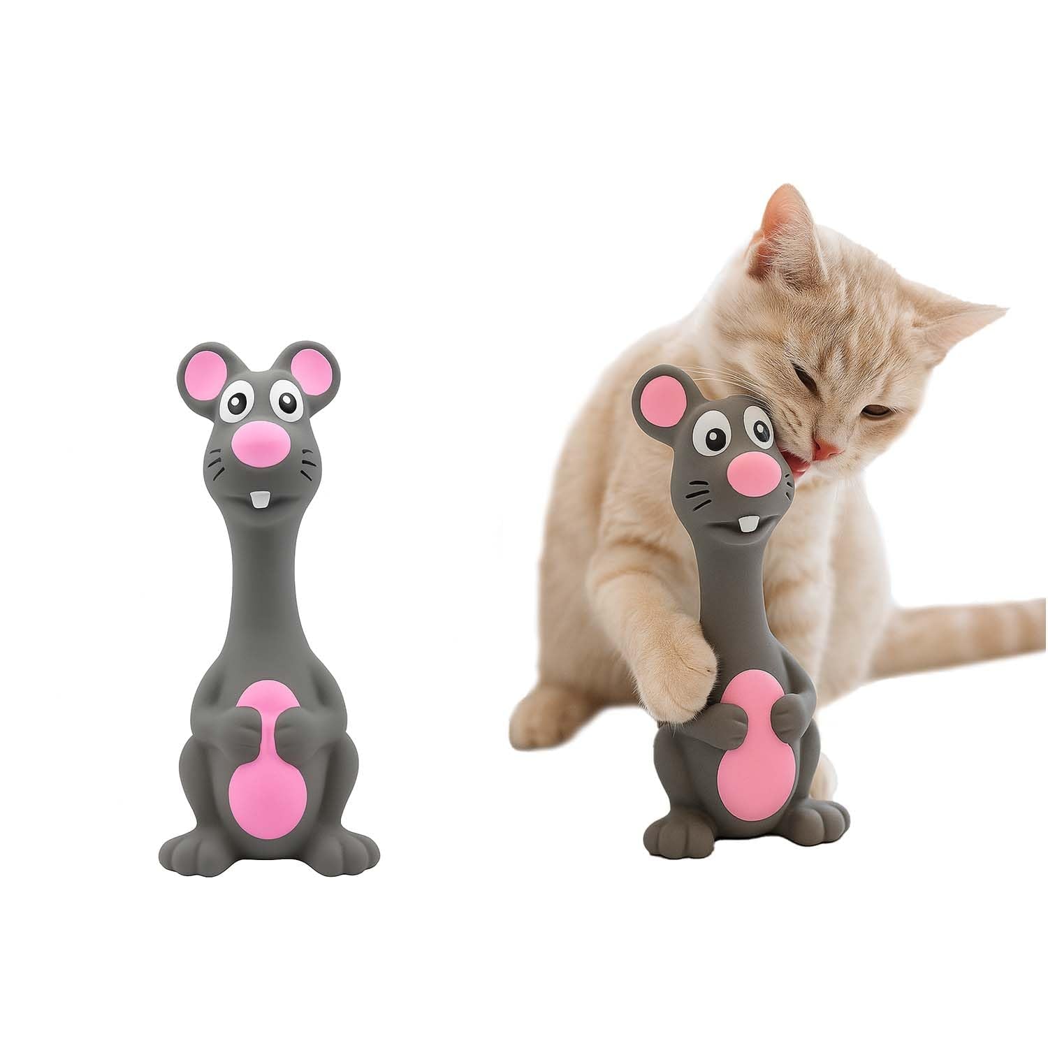 Petbabas Interactive Cat Toy | Durable Rubber Chew And Play Toy | Fun Mouse Shape With Attractive Colours | Safe NonToxic Mater