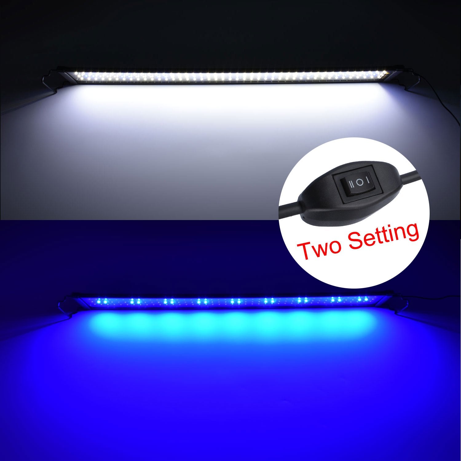 Kzkr Aquarium Hood Lighting Fish Tank Light 36 Inch - 46 Inch For Freshwater And Saltwater Blue And White Light 90Cm - 115Cm