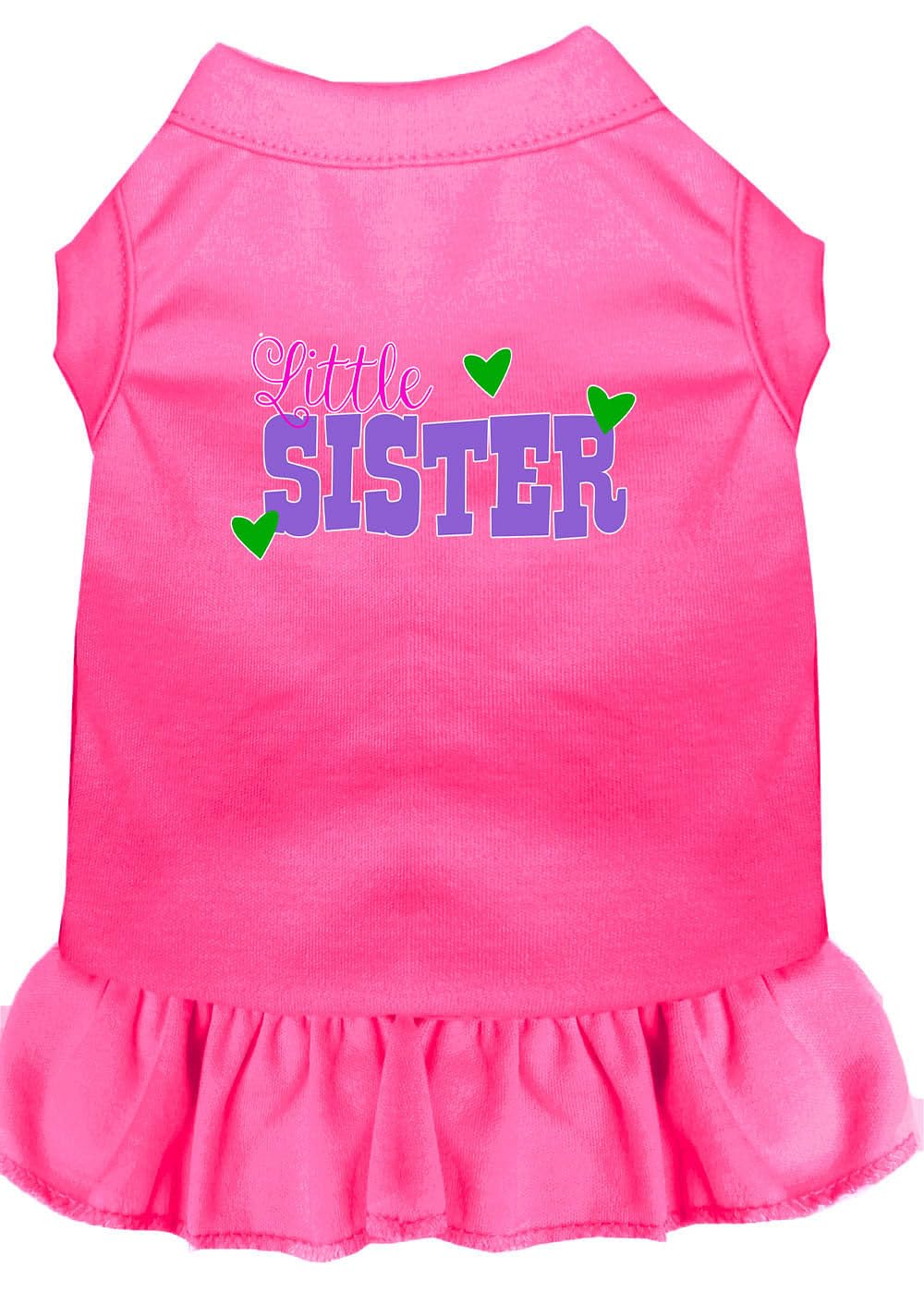 Pet Dog & Cat Dress Screen Printed, "Little Sister" Bright Pink 3XL (25-35 lbs.)