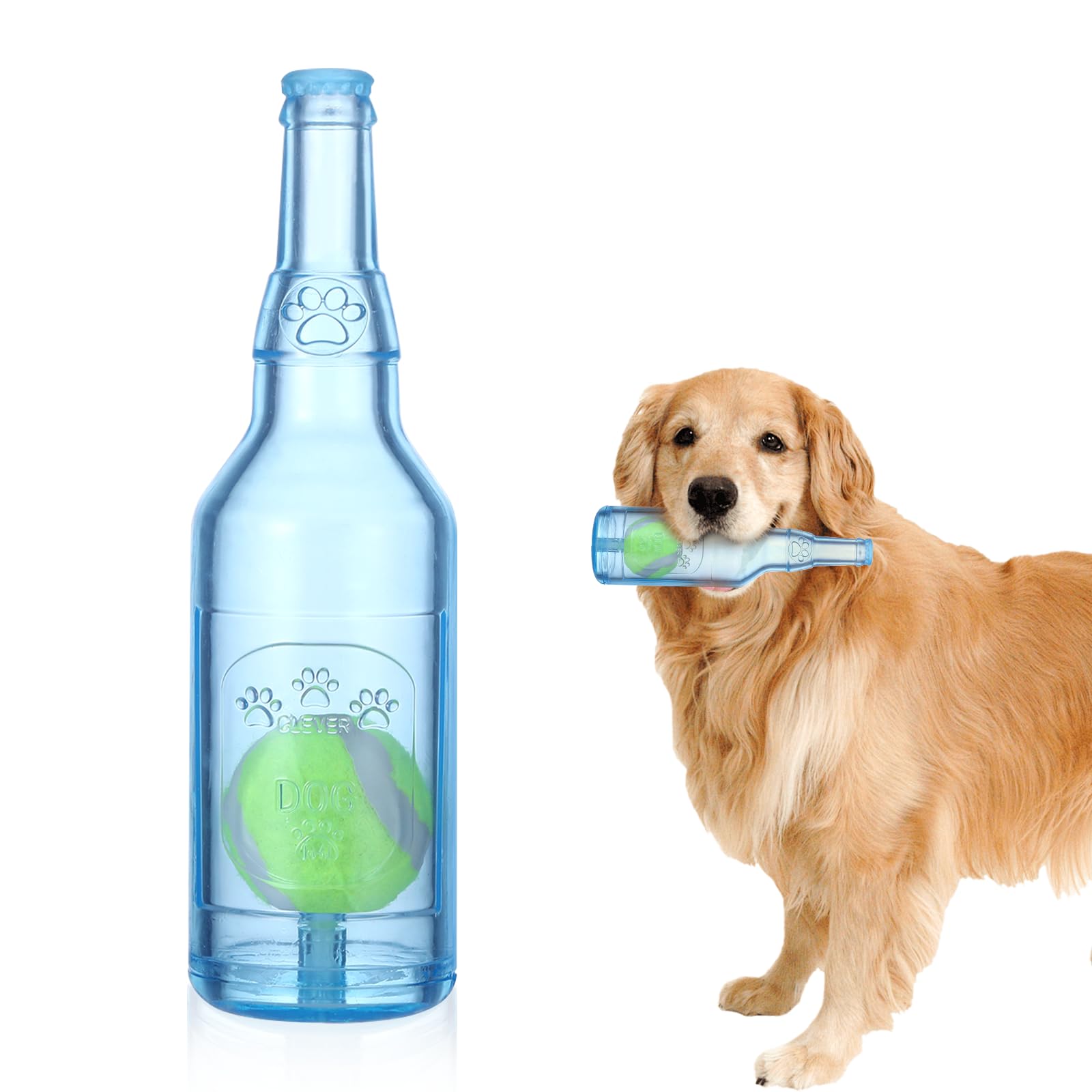 Heygueo Water Bottle Dog Toy For Aggressive Chewers,Ball In Bottle Rubber Dog Toy,Cute Interactive Pet Rubber Cruncher For Dogs 