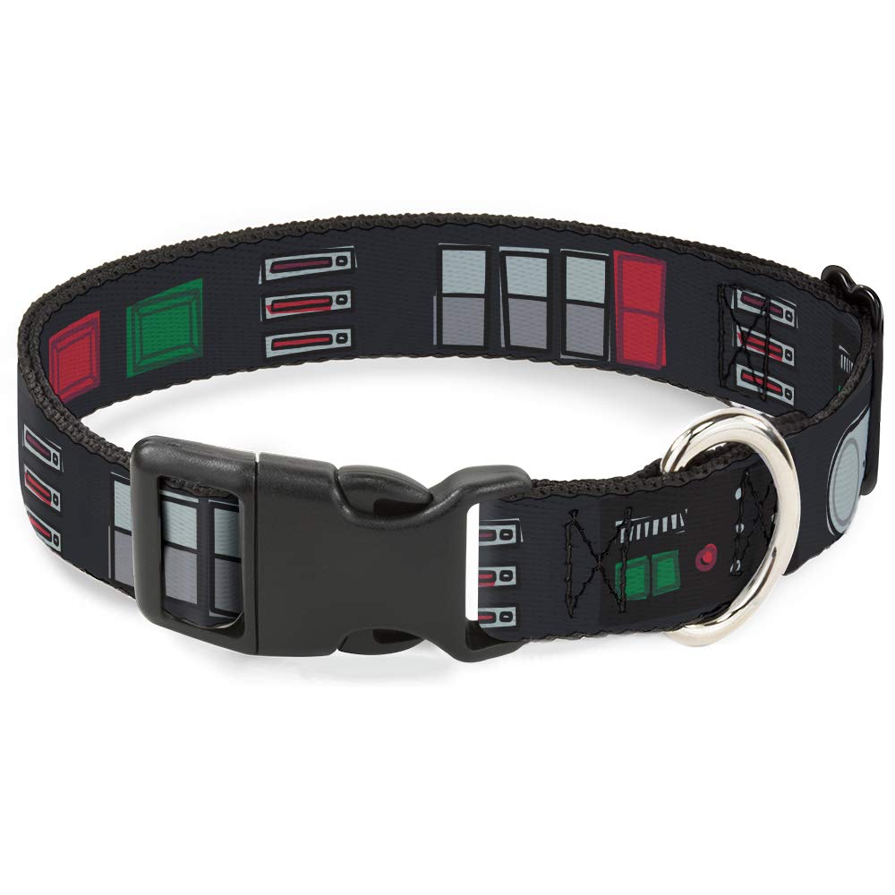 Dog Collar Plastic Clip Star Wars Darth Vader Utility Belt Bounding3 Black Grays Reds 16 To 23 Inches 1.5 Inch Wide