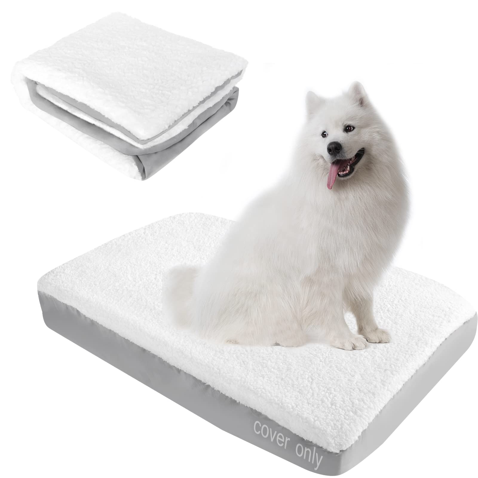 Dog Bed Covers Replacement Washable (Cover Only), Waterproof Warm Dog Mattress Cover Plush Dog Bed Cover-Easy To Remove, Plush D