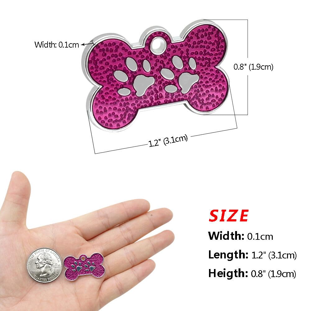 Personalized Dog/Cat Cute Paw Pet Name Tag - Cat, Kitten Id Tag (Bone-Shaped-Small: Ocean Blue)