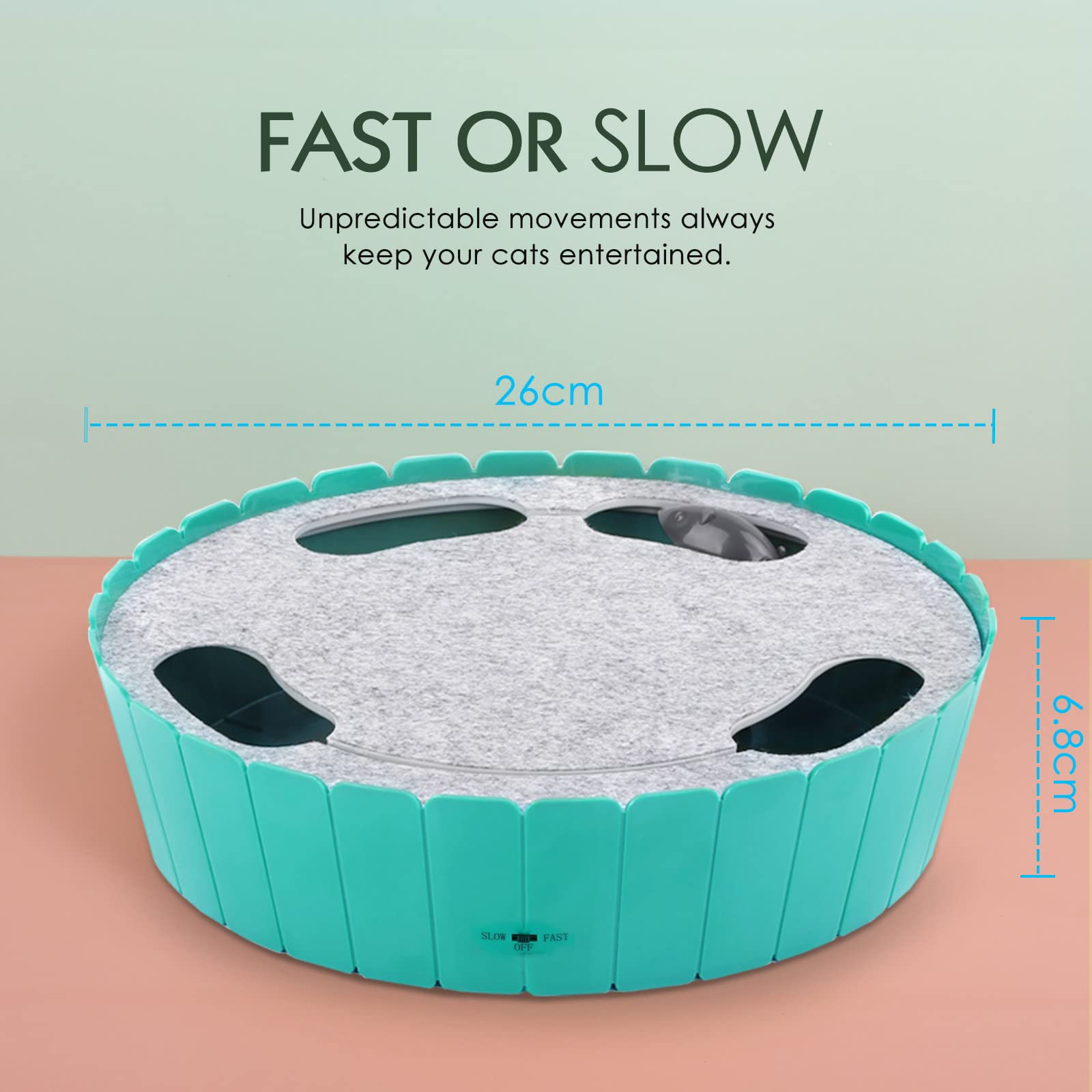 Pawaboo Interactive Cat Toy With Running Mouse, Electronic Motion Automatic Teaser For Indoor Cats, Pop And Play Hide Seek Hunti