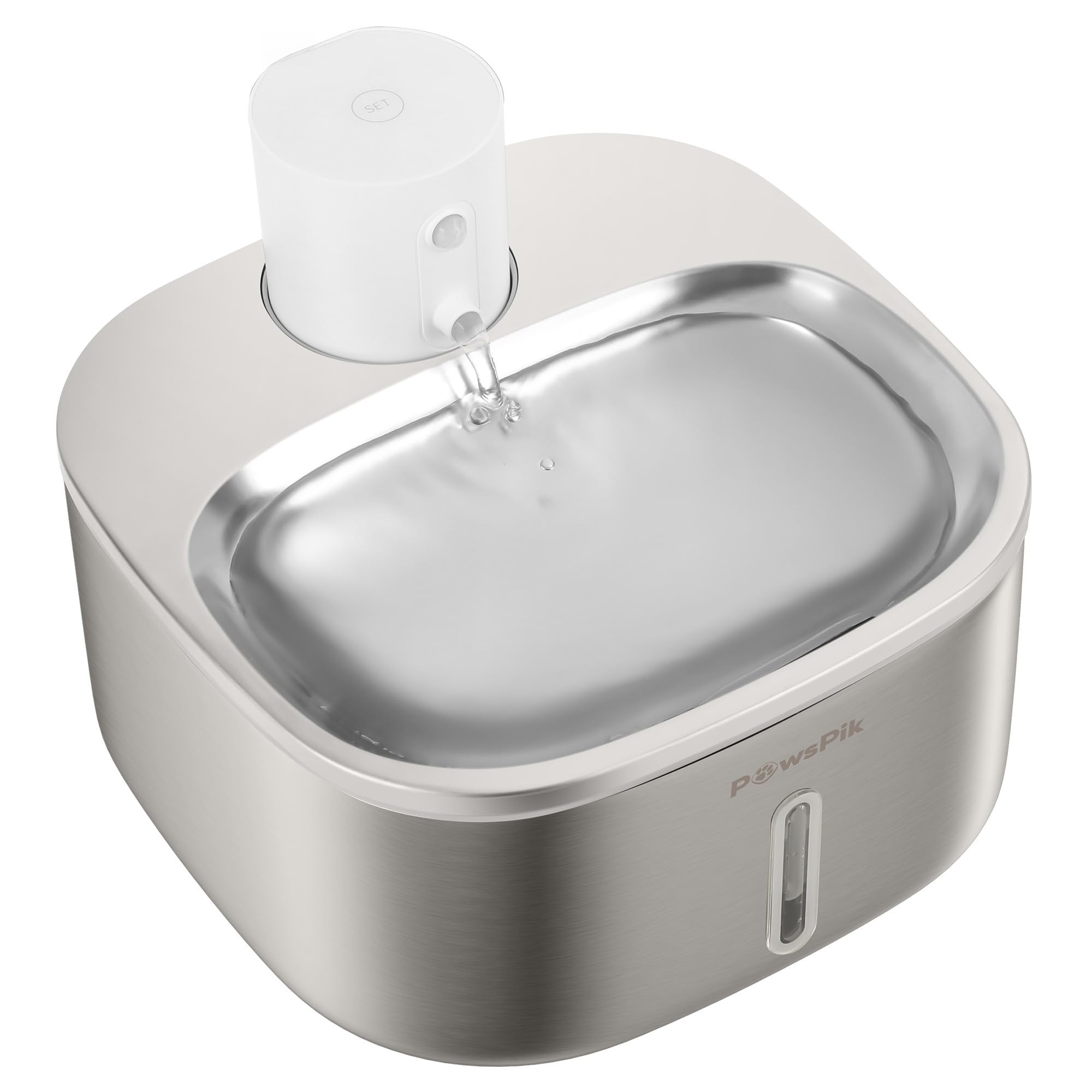 Pawspik Stainless Steel Cat Water Fountain,108 oz/3.2 L Cat Water Dispenser, Battery Operated Dog Fountain,Water Bowl, Automatic
