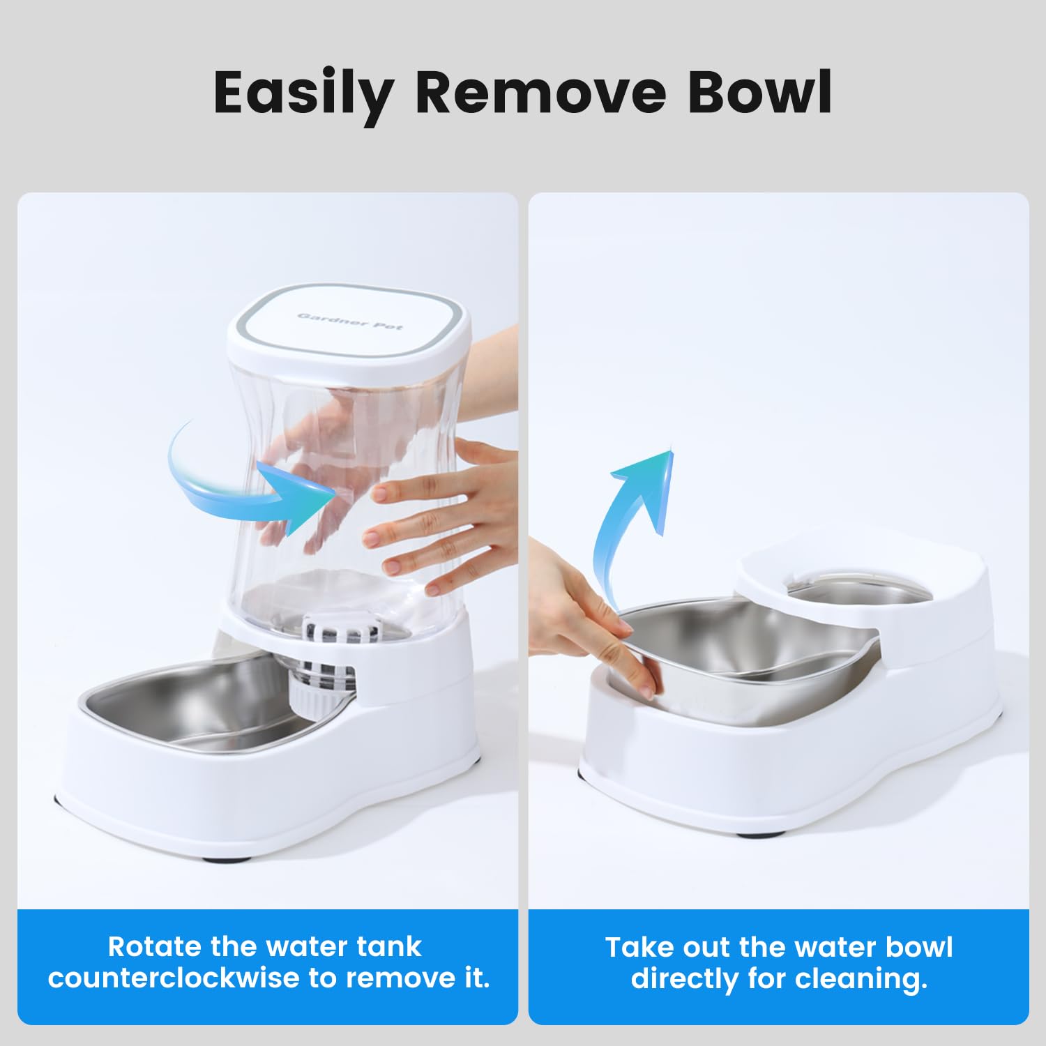 Gardner Pet Automatic Dog Water Dispenser - 2.1 Gallon Stainless Steel Feeder for Medium & Large Dogs, White