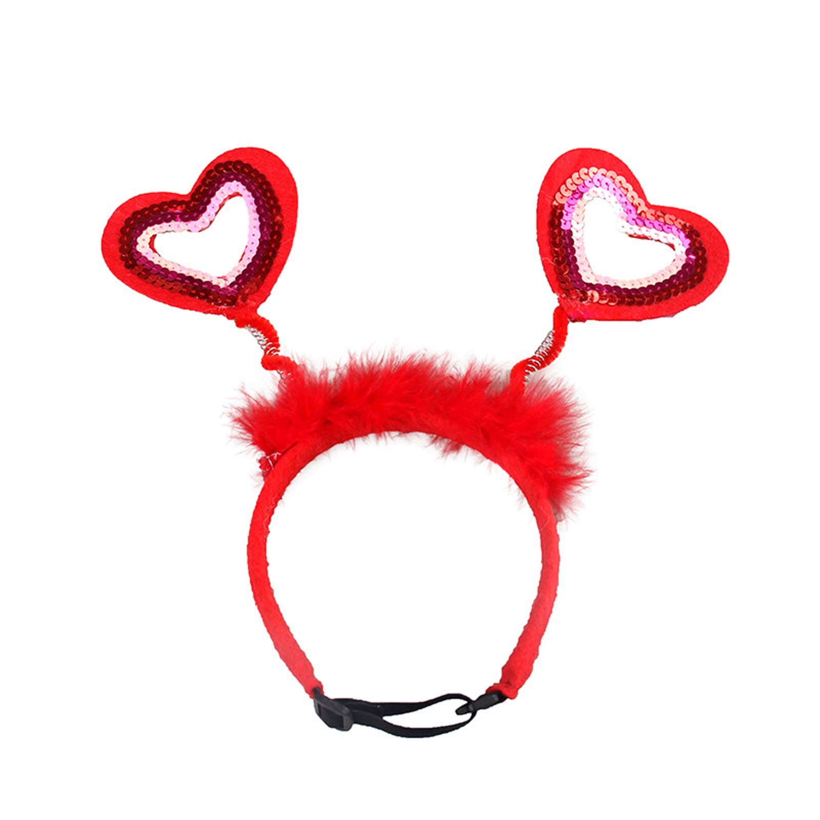 Binaryabc Valentine'S Day Dog Headband Sequin Heart Headband,Valentines Day Pet Costume Accessories,Valentines Day Pet Outfit Ha
