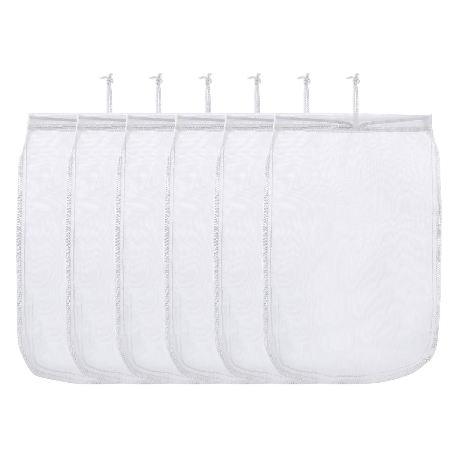Alegi Aquarium Filter Media Bag Extra Fine, Reusable 180 Micron Drawstring Mesh Bags For Activated Carbon (12''*8'' (6 Pack))