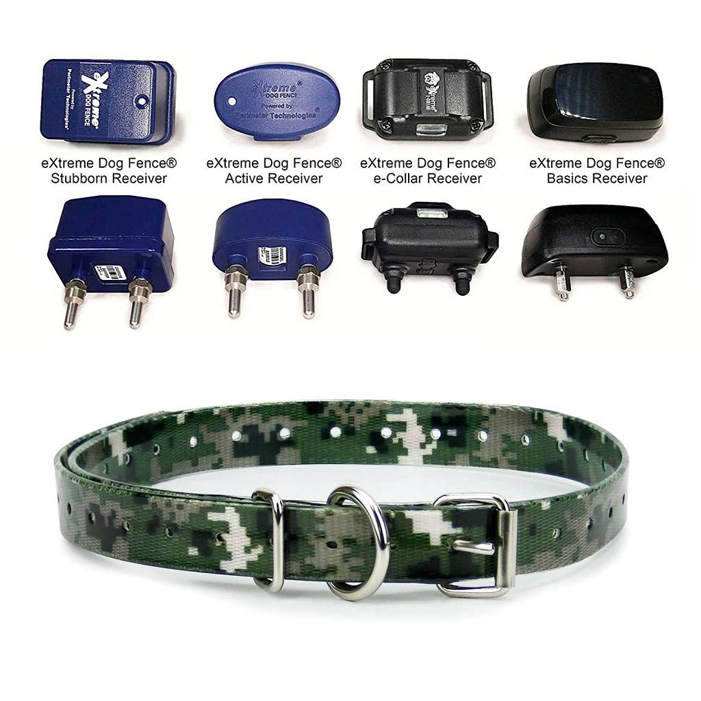 Camo 3/4'' Heavy Duty Tpu Coated Nylon Replacement Dog Collar Strap With Metal Buckle For Shock, Bark And Electric + Containment