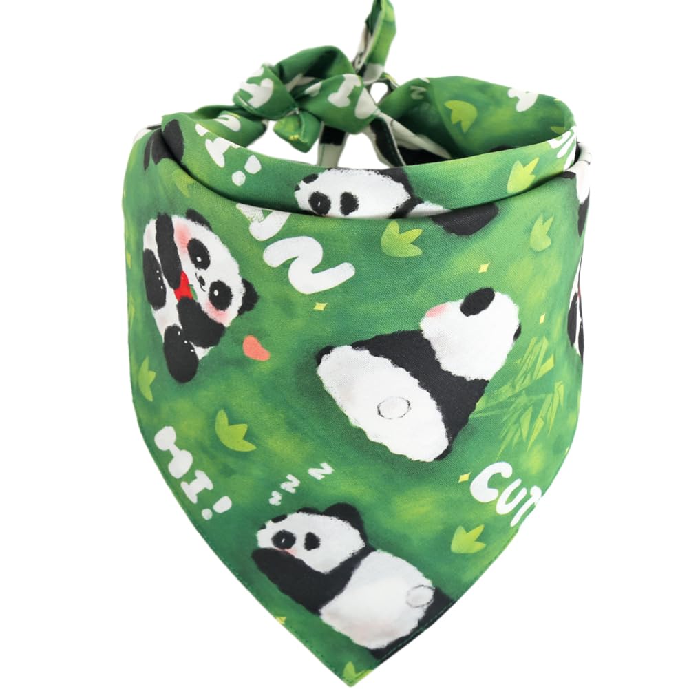 Dog Bandana Reversible Triangle Bibs Scarf Accessories Panda For Cats Pets Animals