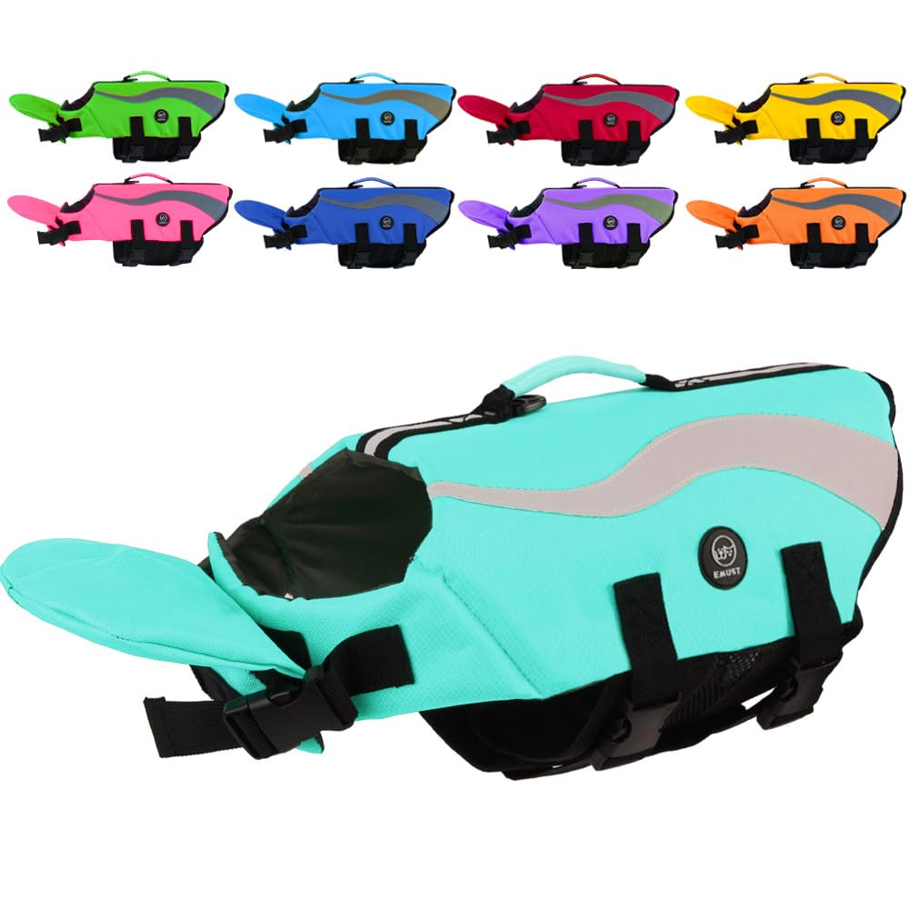 Emust Life Vests For Dogs, Lightweight Small/Medium/Large Dog Life Preserver For Swimming/Boat/Water, Turquoise,Xl