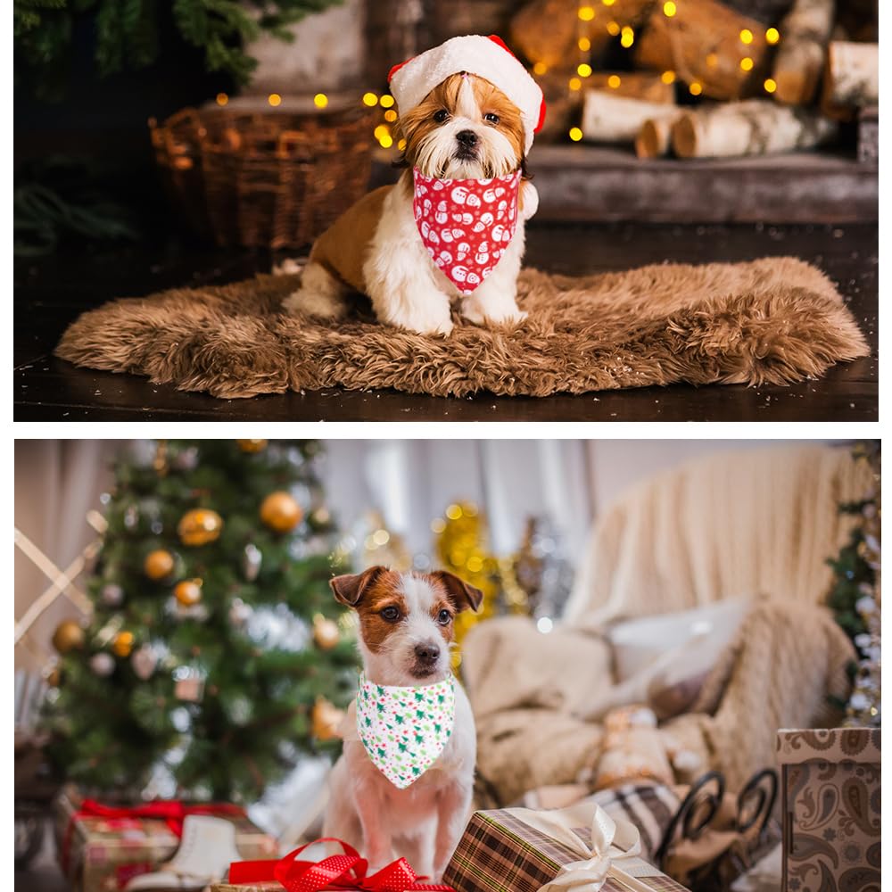 ADOGGYGO 4 Pack Dog Bandana Christmas Pet Scarf Triangle Bibs Kerchief Set Puppy Christmas Costume Accessories Decoration for Sm