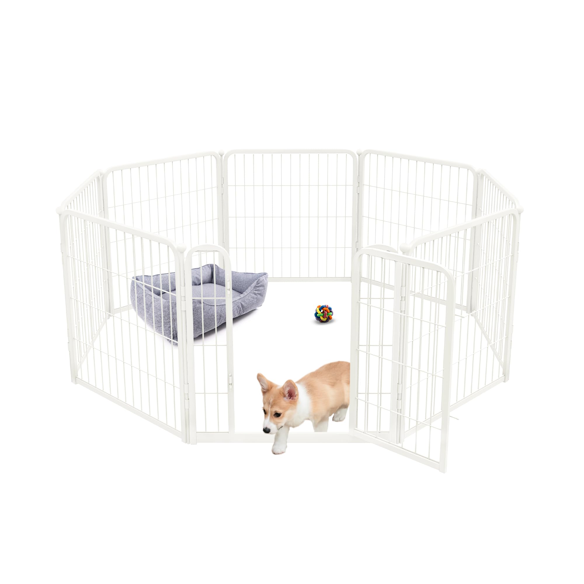 Fxw Homeplus Indoor Dog Playpen - Stress-Free And Safe Play, 24 Inch 8 Panels For Puppy And Small Dogs, White│Patented