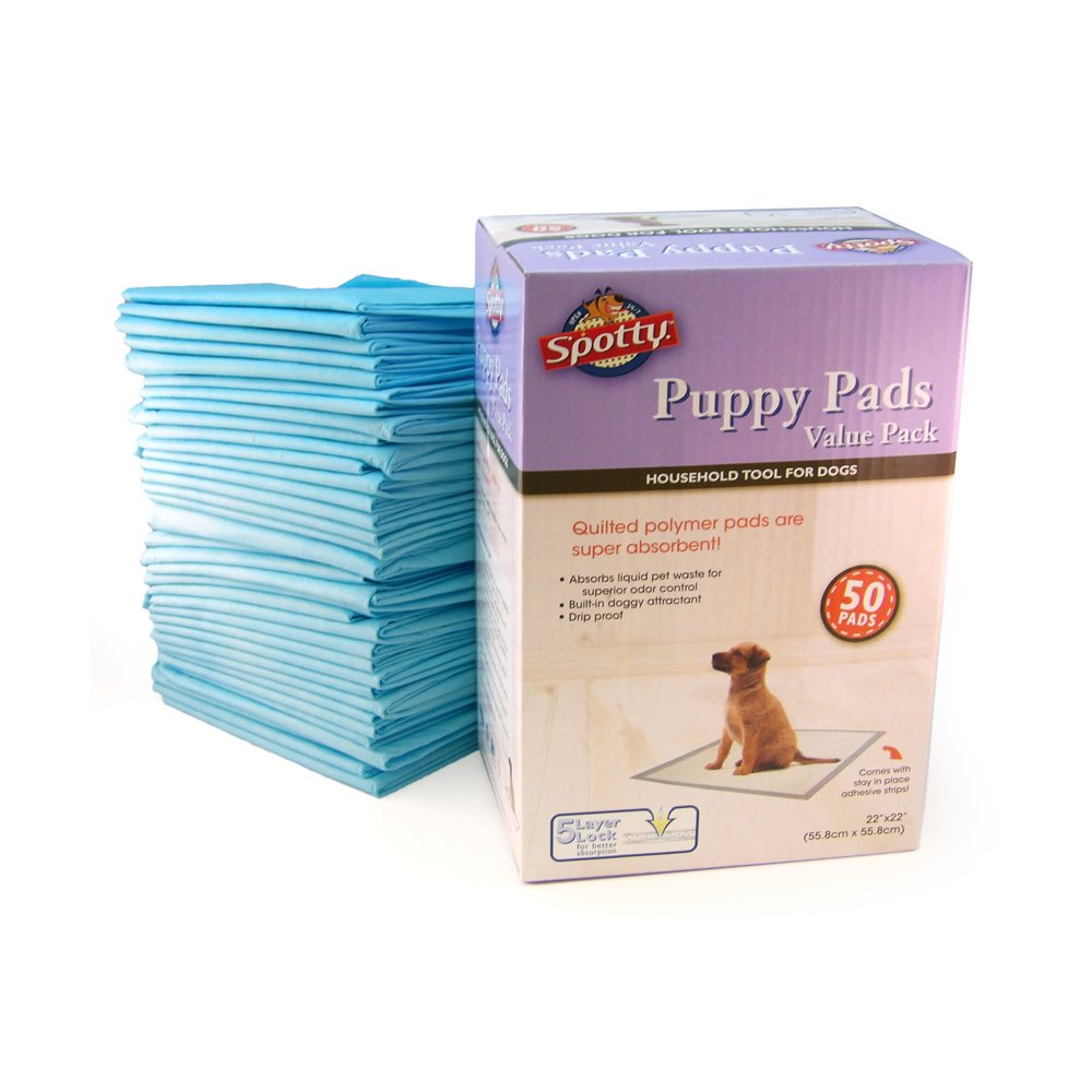 Spotty Super Absorbent Heavy Duty 5 Layer Housebreaking Training Leak Proof Pet Puppy Dog Pee Pads, 50 Ct