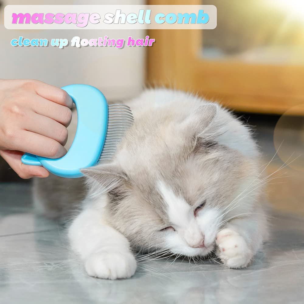 Cat Comb Pet Short & Long Hair Removal Massaging Shell Comb Soft Deshedding Brush Grooming And Shedding Matted Fur Remover Massa