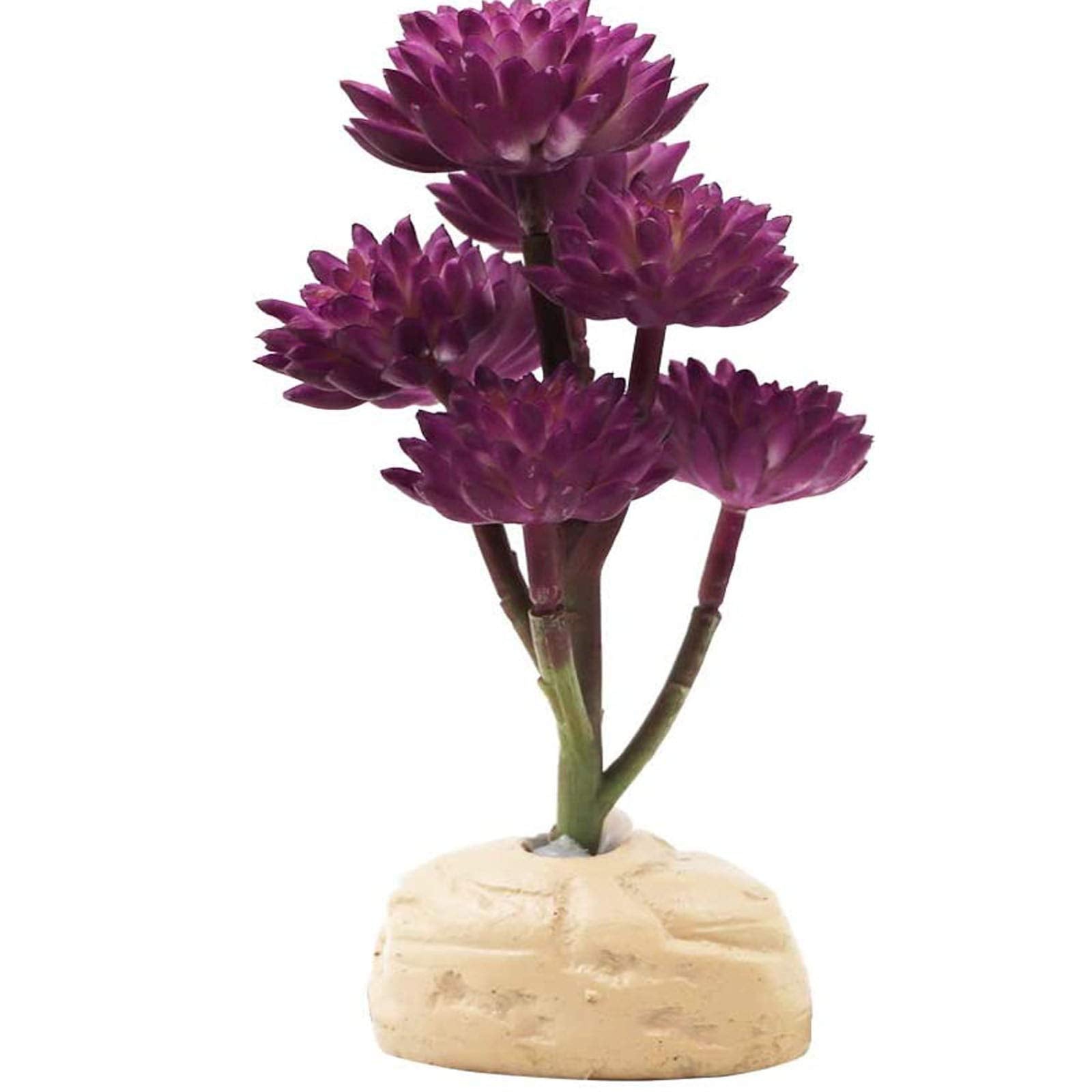 Keruideng Reptile Plants Artificial Terrarium Plants Reptile Plastic Plants For Reptile Habitats With Base -Purple