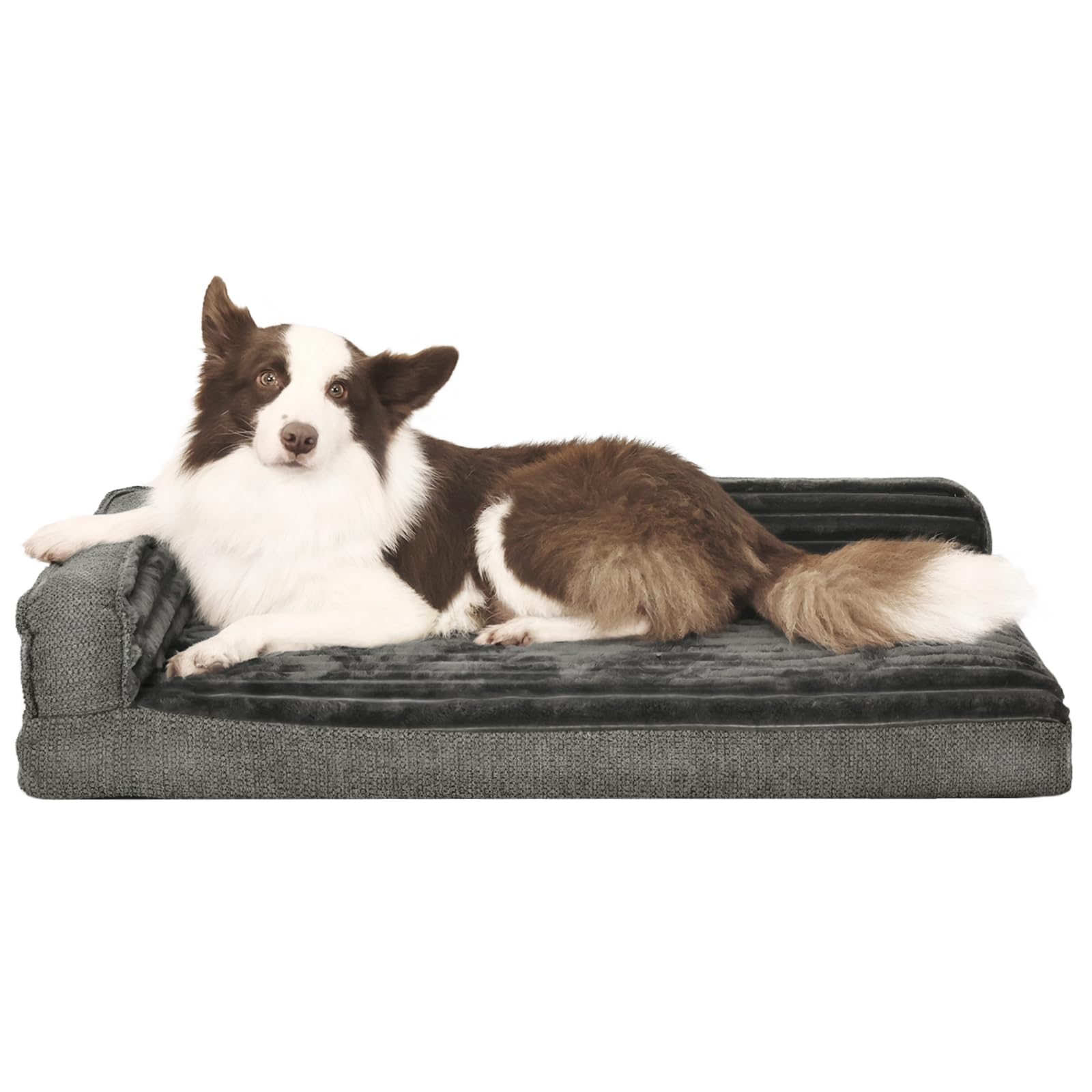 WINDRACING Orthopedic Dog Beds for Large, Medium Dogs, Waterproof Egg Foam Dog Sofa Bed with L Bolster Sides, Washable Large Pet