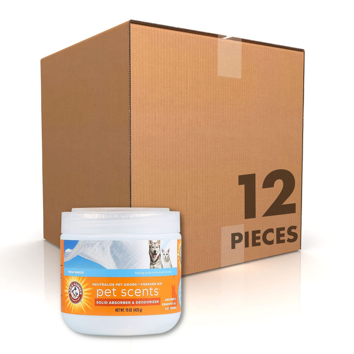 Arm & Hammer For Pets Pet Scents Solid Gel Deodorizer In Fresh Breeze Scent | Room Deodorizer Solution For Homes With Pets, Odor Removing Gel, 15 Ounces - 12 Pack