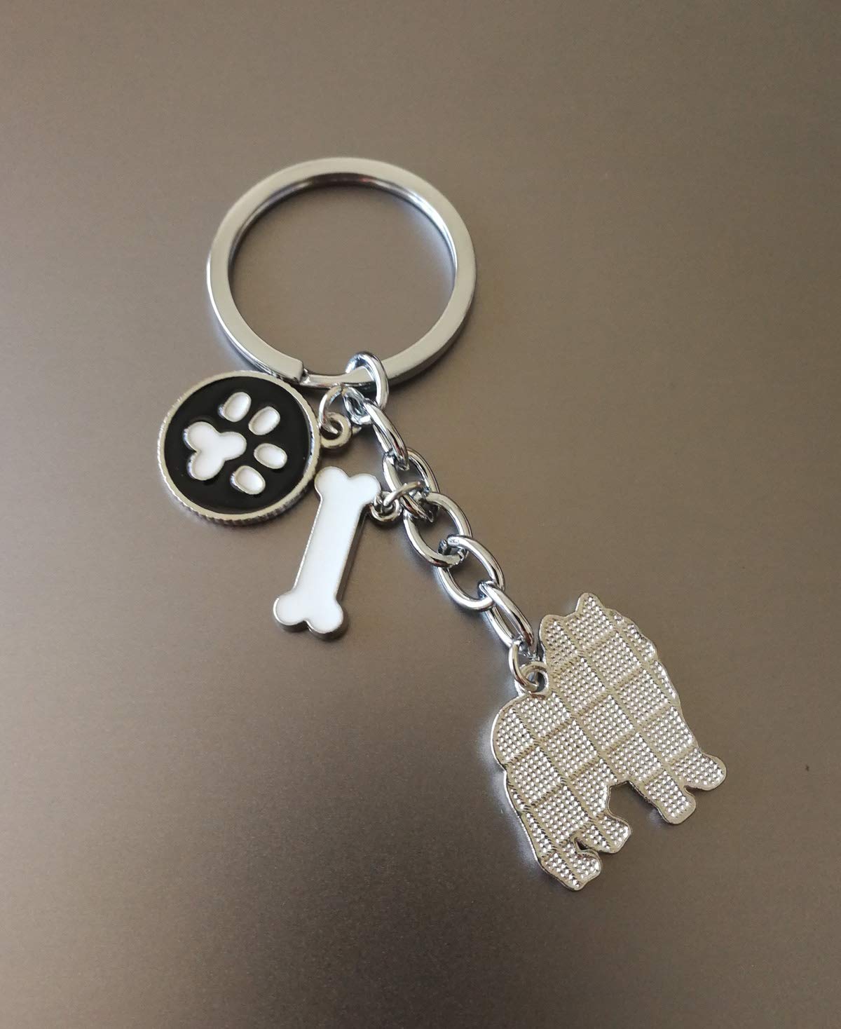 Harikaji Dog Keychain Ring, Cool Cute Pet Dog Keyring Bag Charm Mini Metal Key Ring Keyfob (Samoyed)