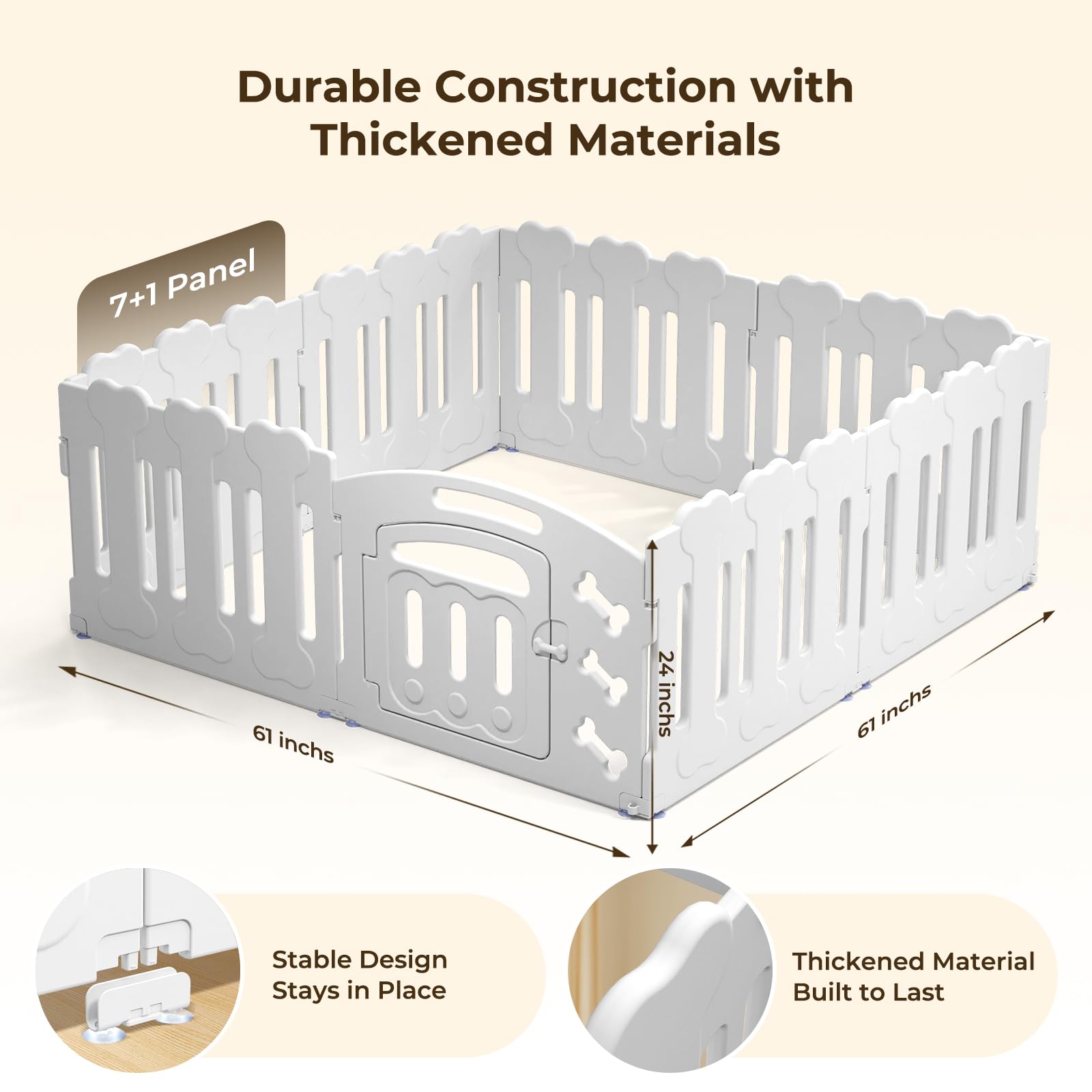 Lucky Muffin Dog Playpen With Door & Whelping Box, 8-Panel Lightweight Plastic Fence For Small To Medium Pets, Indoor/Outdoor Us
