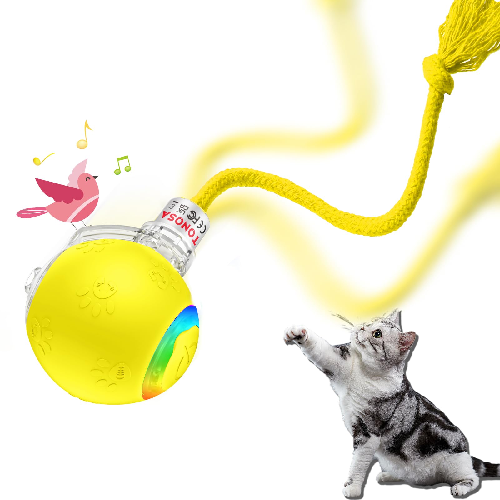 Tonosa Interactive Cat Toys For Bored Indoor Adult Cats. Motion Activated, Rgb Lighting, 3 Motion Modes. Kitten Toys For Indoor 