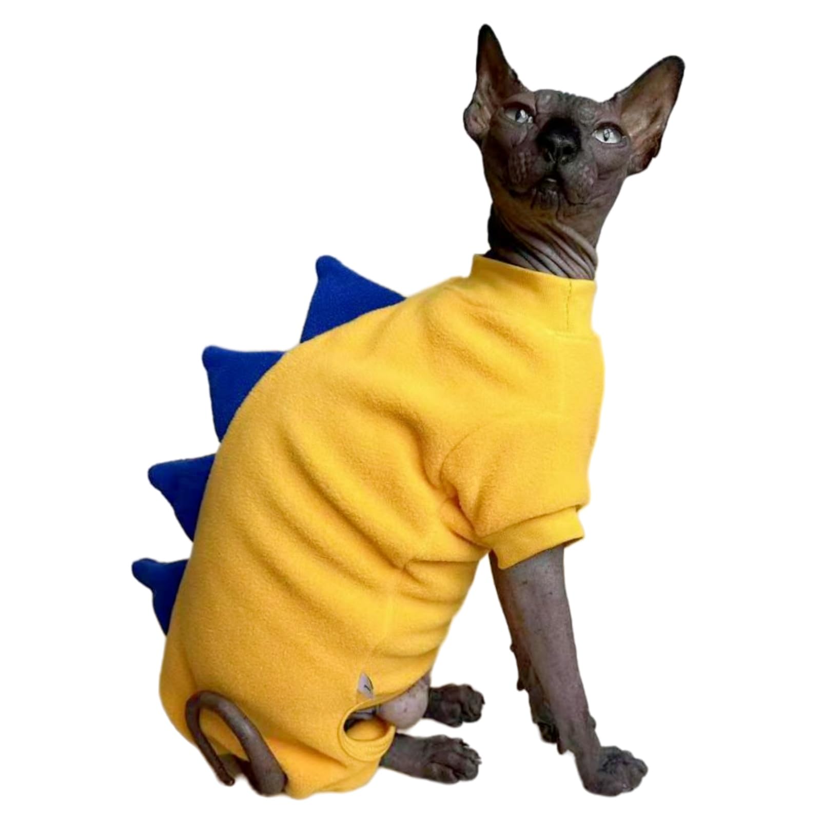 Four Leg Dinosaur Sphynx Cat Clothes Pjamas Hairless Cat Warm Polar Fleece Jumpsuit Elastic Pet Clothes For Sphynx Cat Surgery R