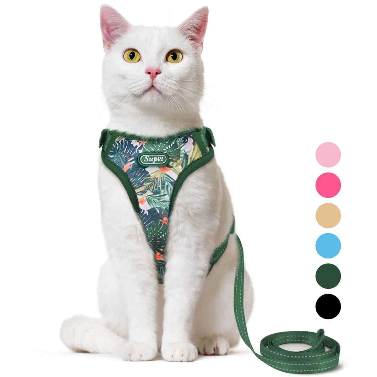 Supet Cat Harness And Leash Escape Proof For Walking, Adjustable For Large And Small Kittens Dogs