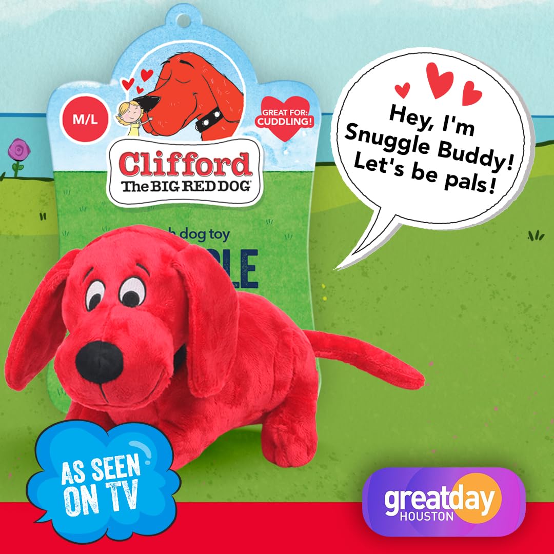 Clifford Plush Dog Toy - Snuggle Buddy for Medium to Large Dogs, 14" Cozy Stuffed Animal with Squeakers, Crinkle - CPSB01, Medium Color