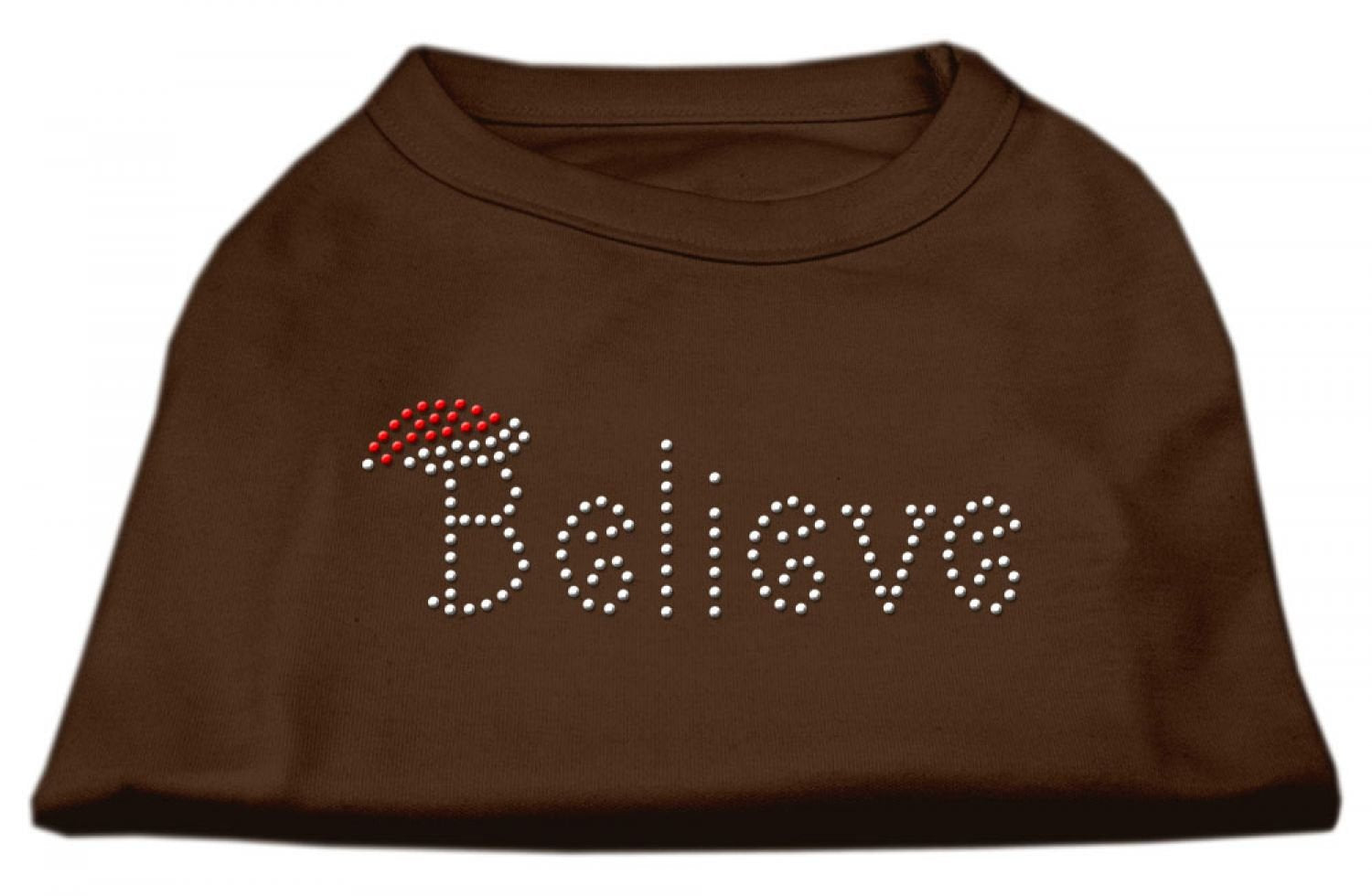Christmas Pet Dog & Cat Shirt Rhinestone, Believe Brown XL (14-20 lbs.)