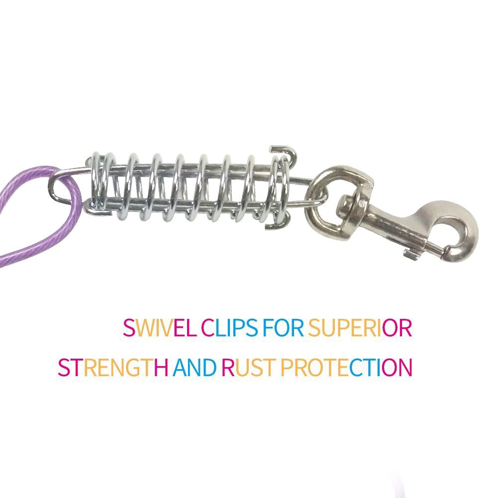 Petest 25Ft Tie-Out Cable With Crimp Cover & Buffer Spring For Large Dogs Up To 90 Pounds