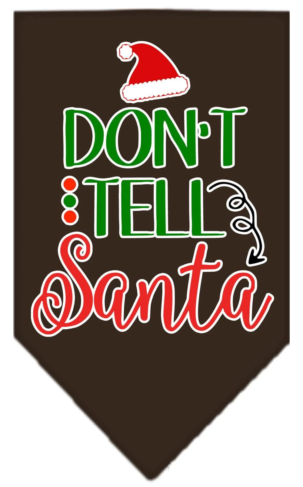 Christmas Pet and Dog Bandana Screen Printed, "Don't Tell Santa" Bright Pink Large