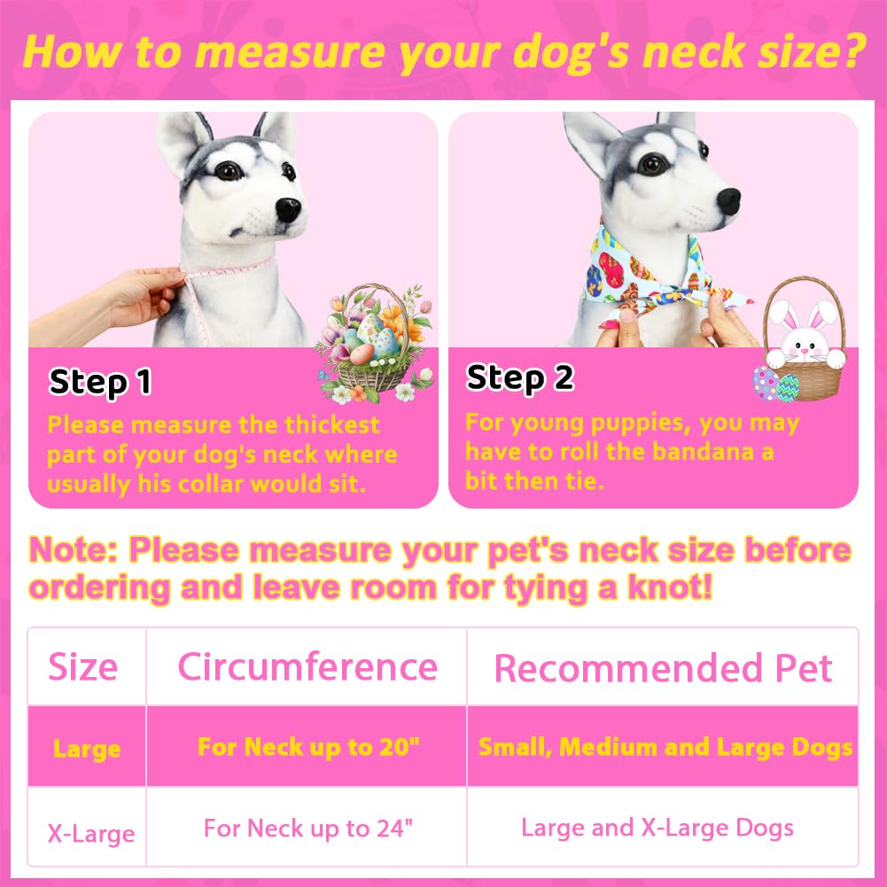 Szee Easter Dog Bandana, 2 Pack Reversible Dog Bandanas For Dog Easter Outfits, Dog Apparel & Accessories, Triangle Easter Dog S