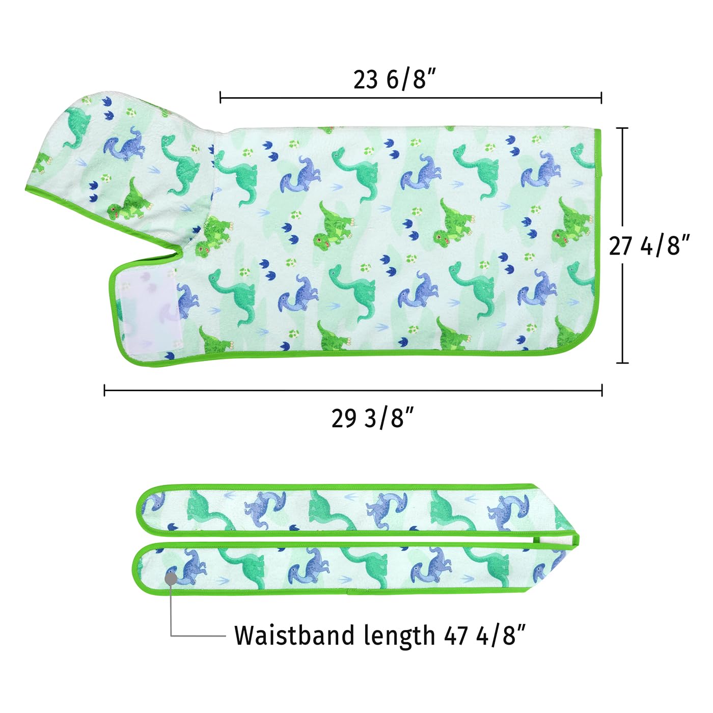 Hde Dog Bathrobe Super Absorbent Quick Drying Towel With Hood For All Dog Breeds Sizes S-Xxl - Cute Dinosaurs - L
