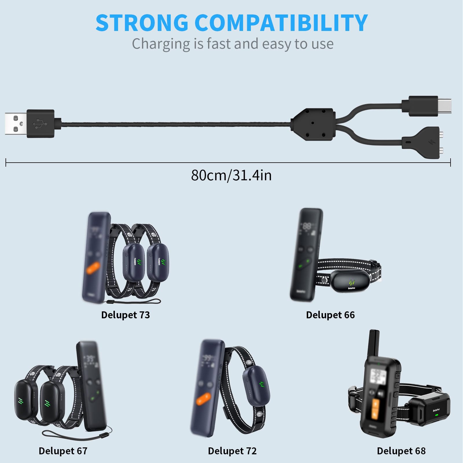 Merom For Delupet Dog Training Collar Replacement, Power Cable Compatible With Yawpet Dog Shock, 2-In-1 Magnetic Charging And Mi