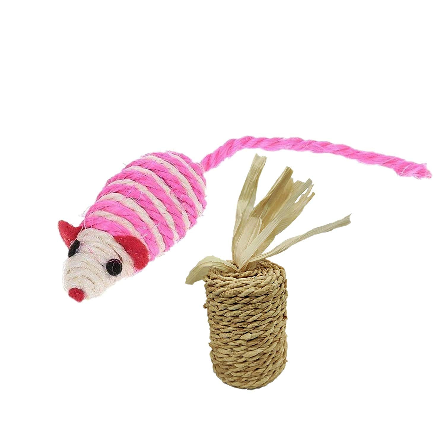 Black Dog Sisal Rope Rattle Scratcher Molar Mouse And Scratch Carrot Toy For Cat Combo (Pack Of 2)