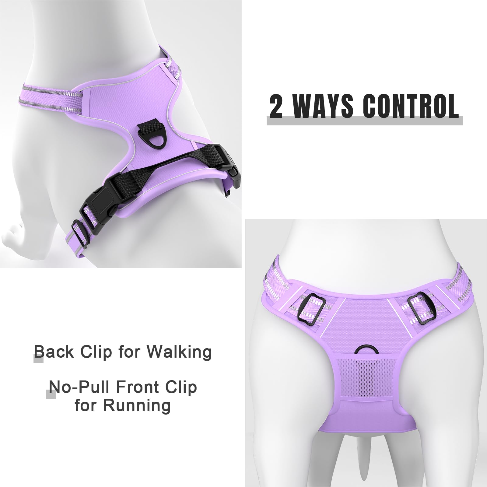 Rnivvi No Pull Dog Harness, Cute Reflective Medium Sized Puppy Kitten Harness, Adjustable Soft Padded Vest for Medium Dogs, Heav