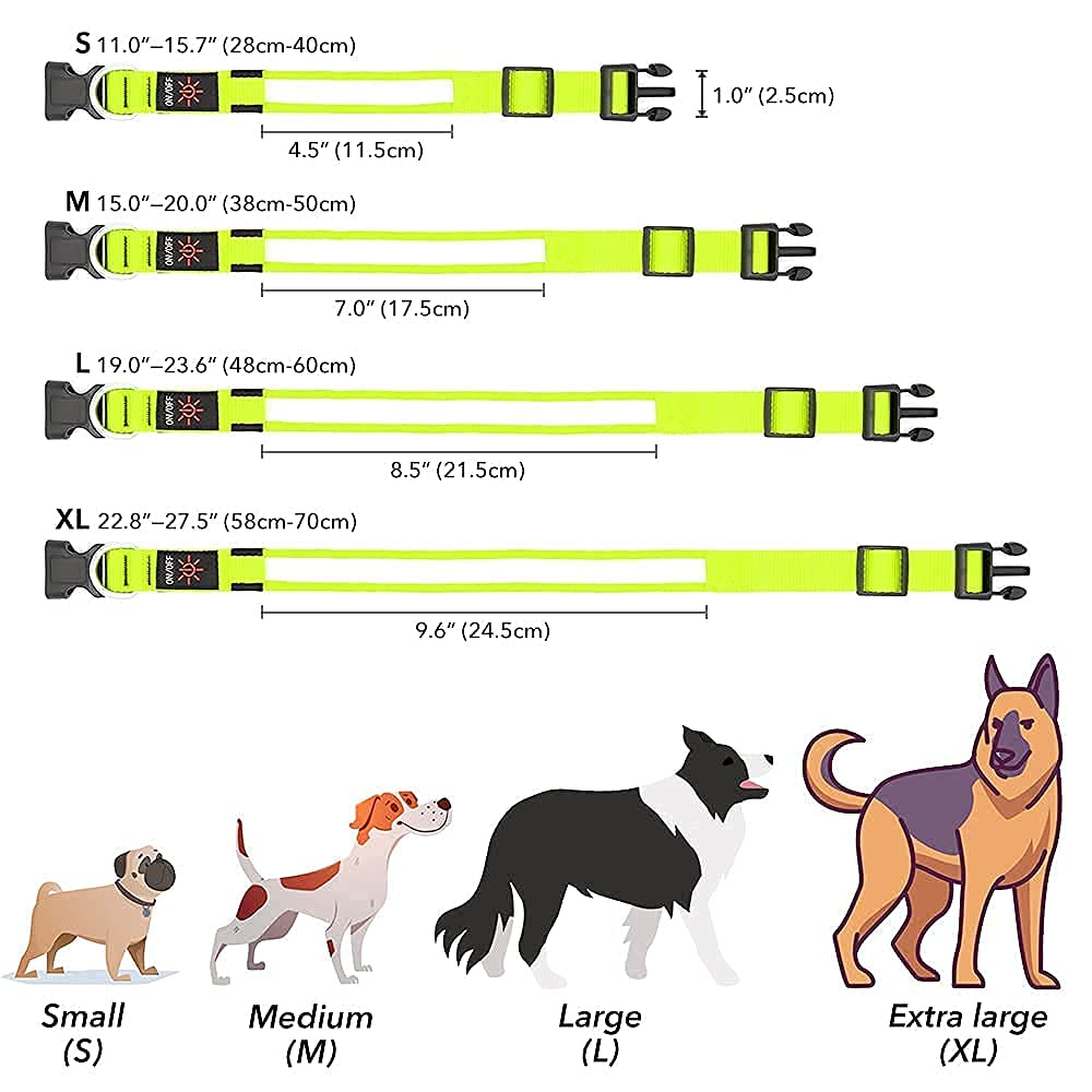 Bseen Reflective Led Dog Collar - Light Up Dog Collars For Safe Walking At Night - Super Bright Lighted Puppy Collar - Rechargeable For Dogs (Neon Green, X-Large)